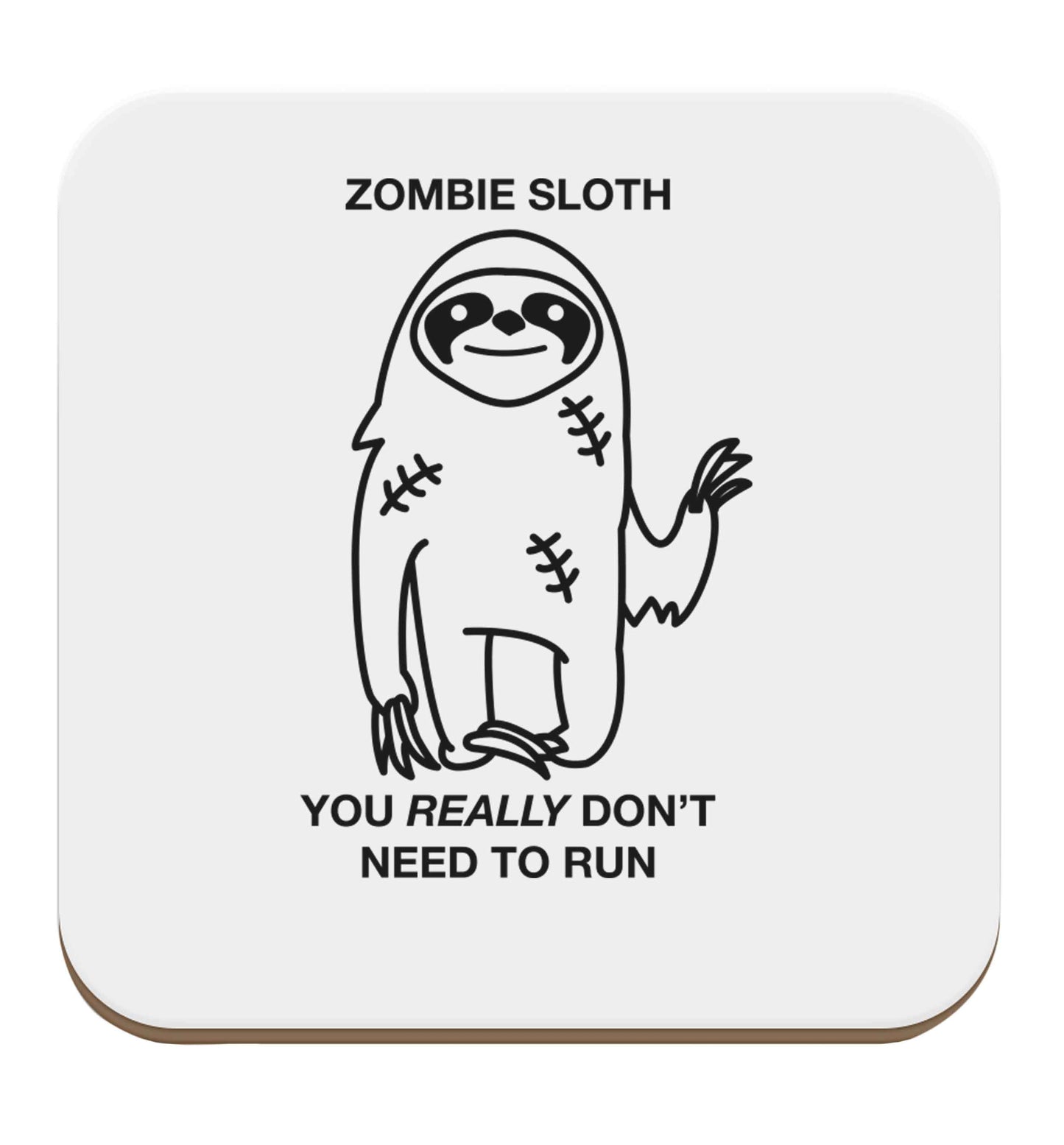 Zombie sloth you really don't need to run set of four coasters