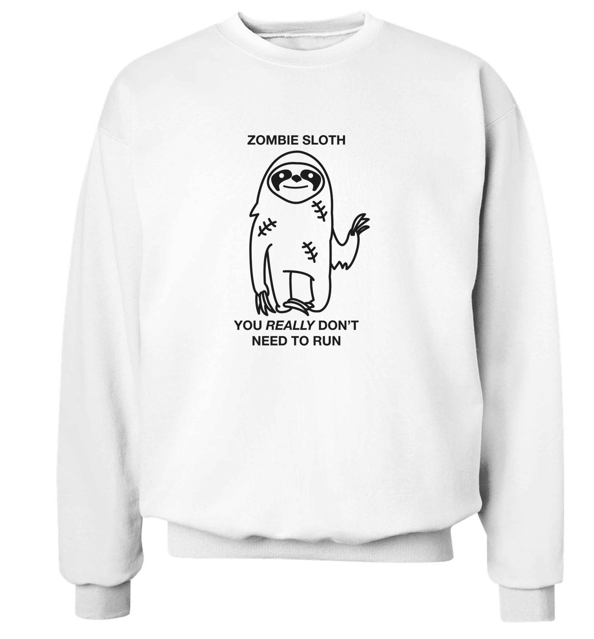 Zombie sloth you really don't need to run adult's unisex white sweater 2XL