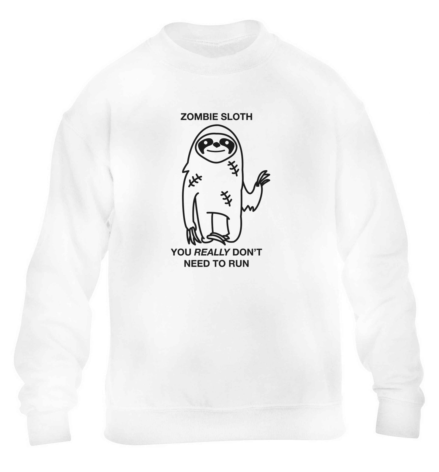 Zombie sloth you really don't need to run children's white sweater 12-13 Years