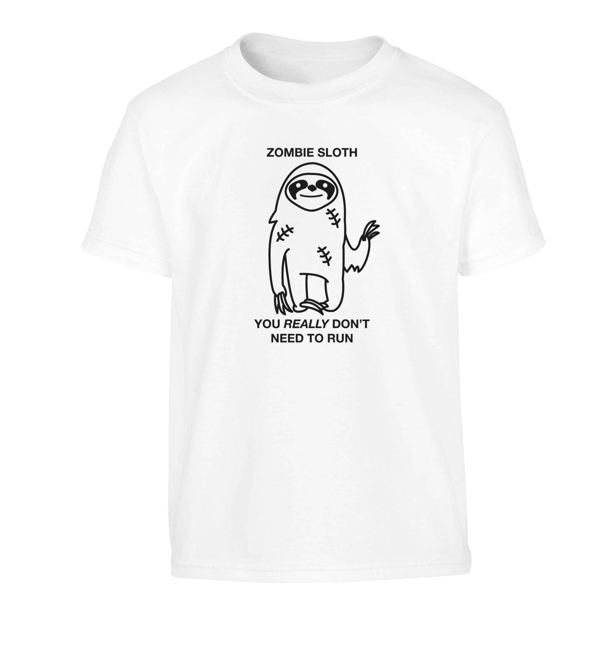Zombie sloth you really don't need to run Children's white Tshirt 12-13 Years