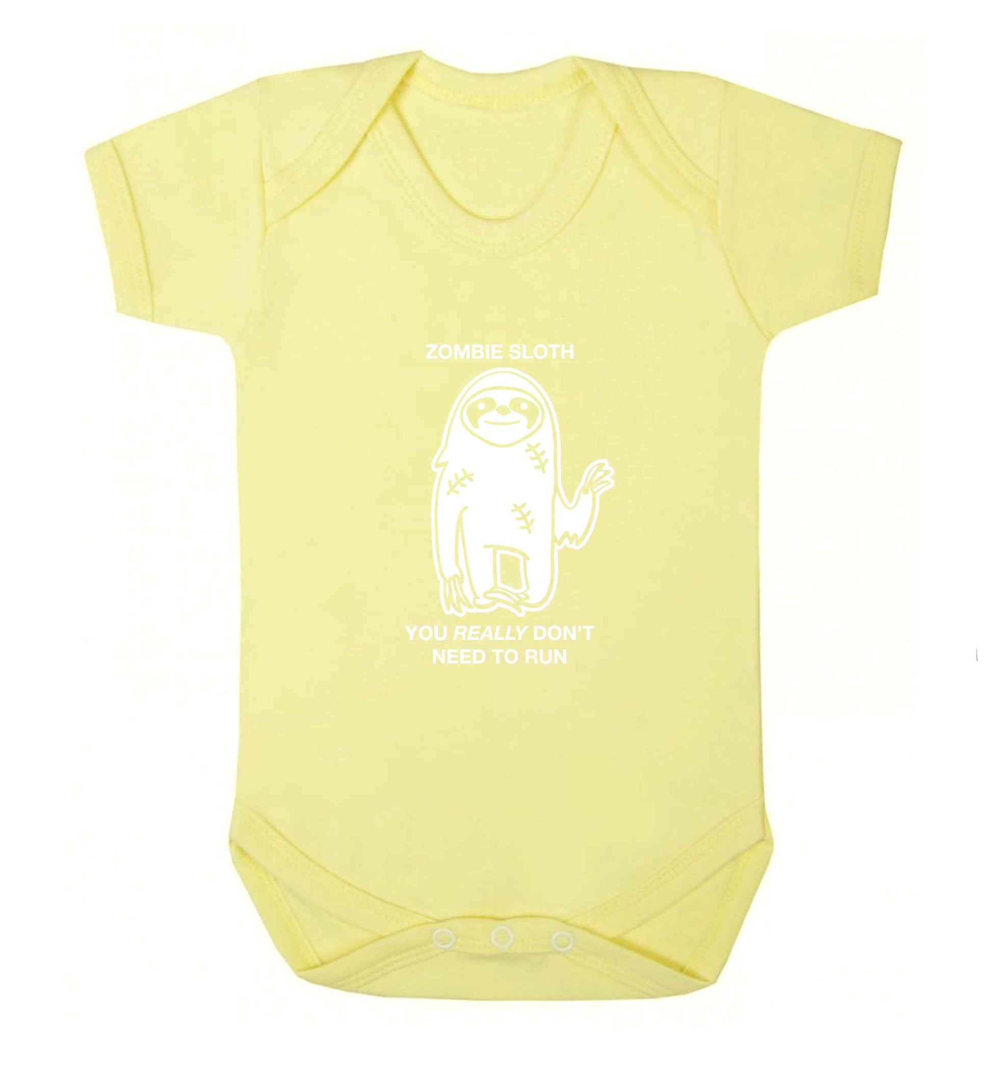 Zombie sloth you really don't need to run baby vest pale yellow 18-24 months
