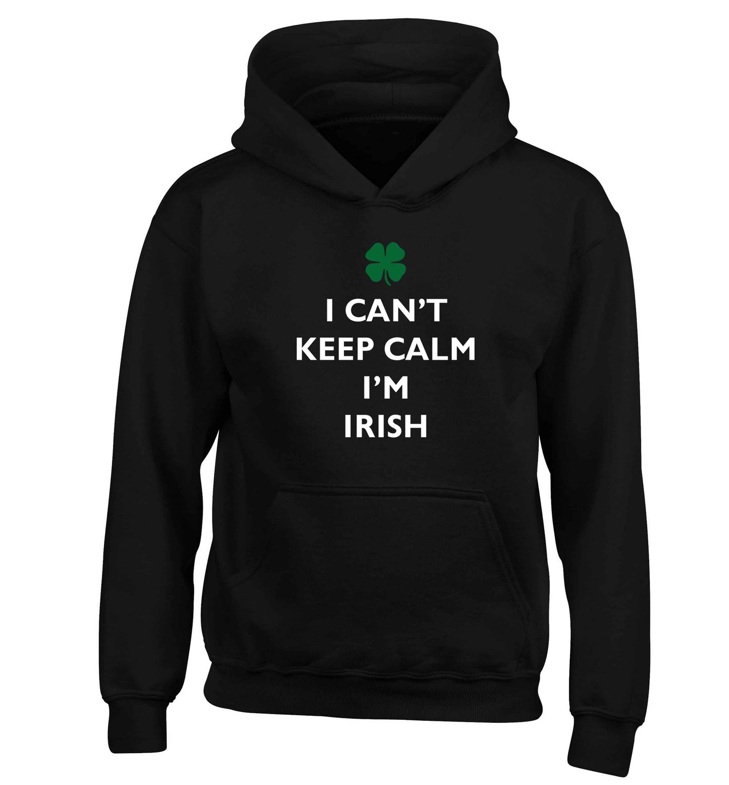 I can't keep calm I'm Irish children's black hoodie 12-13 Years