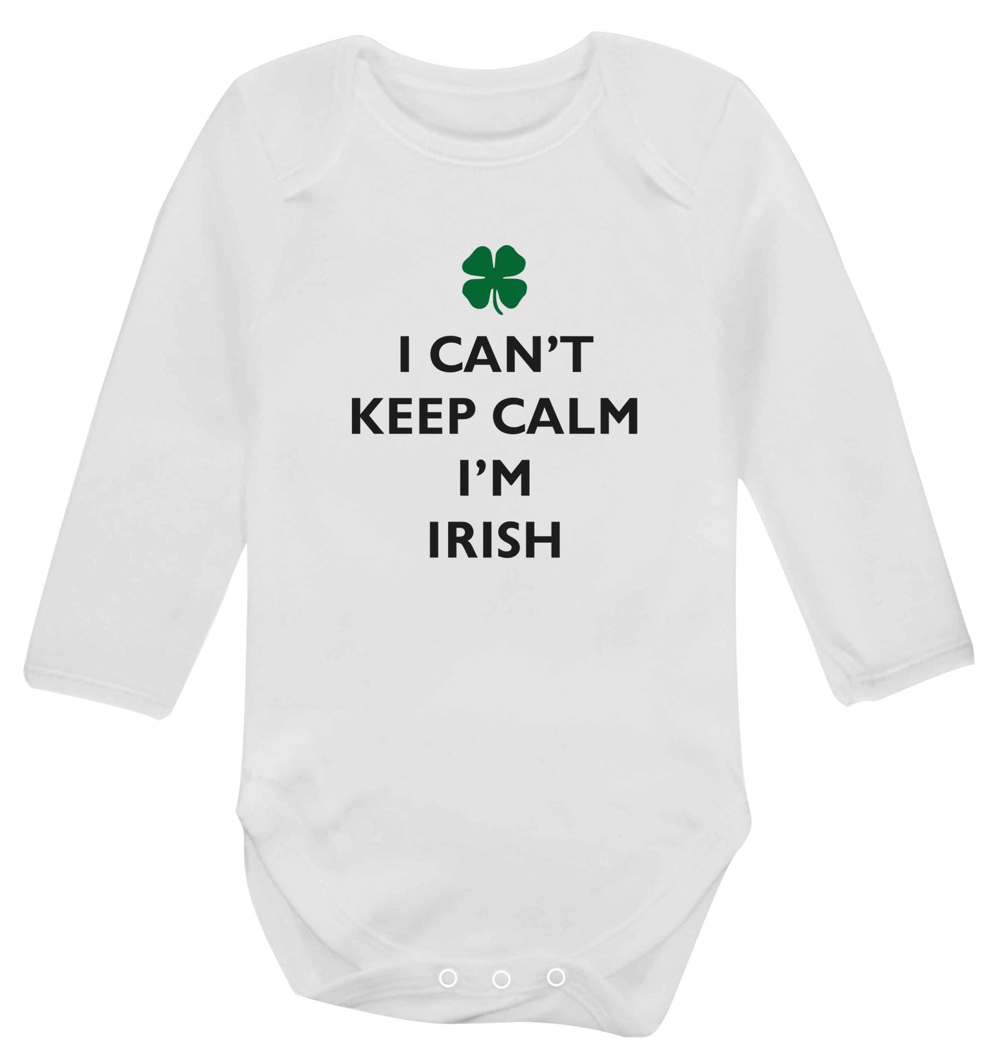 I can't keep calm I'm Irish baby vest long sleeved white 6-12 months