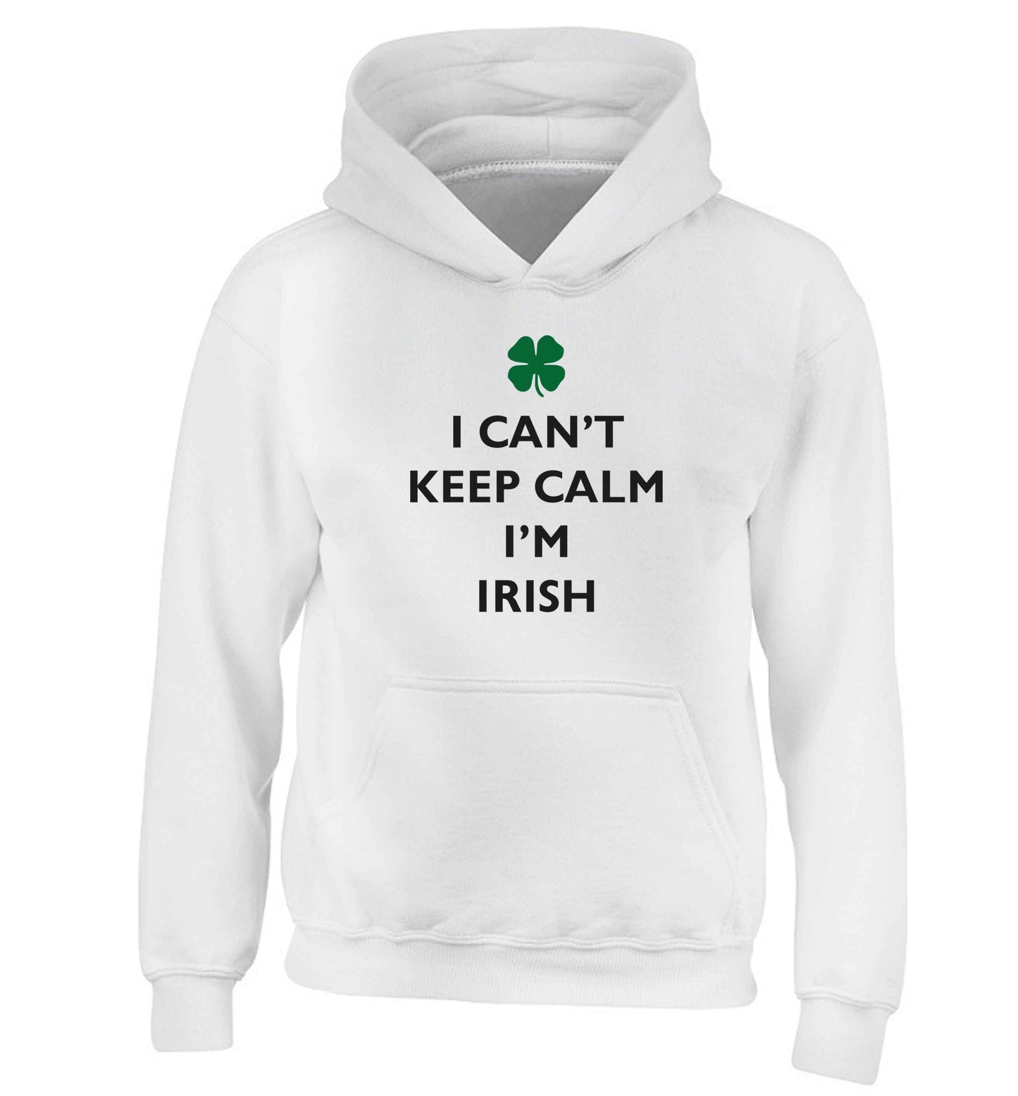 I can't keep calm I'm Irish children's white hoodie 12-13 Years