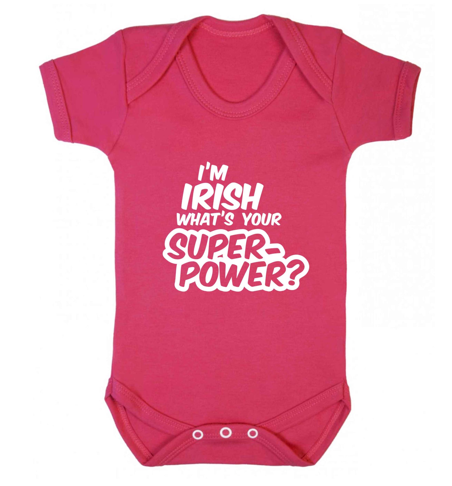 I'm Irish what's your superpower? baby vest dark pink 18-24 months