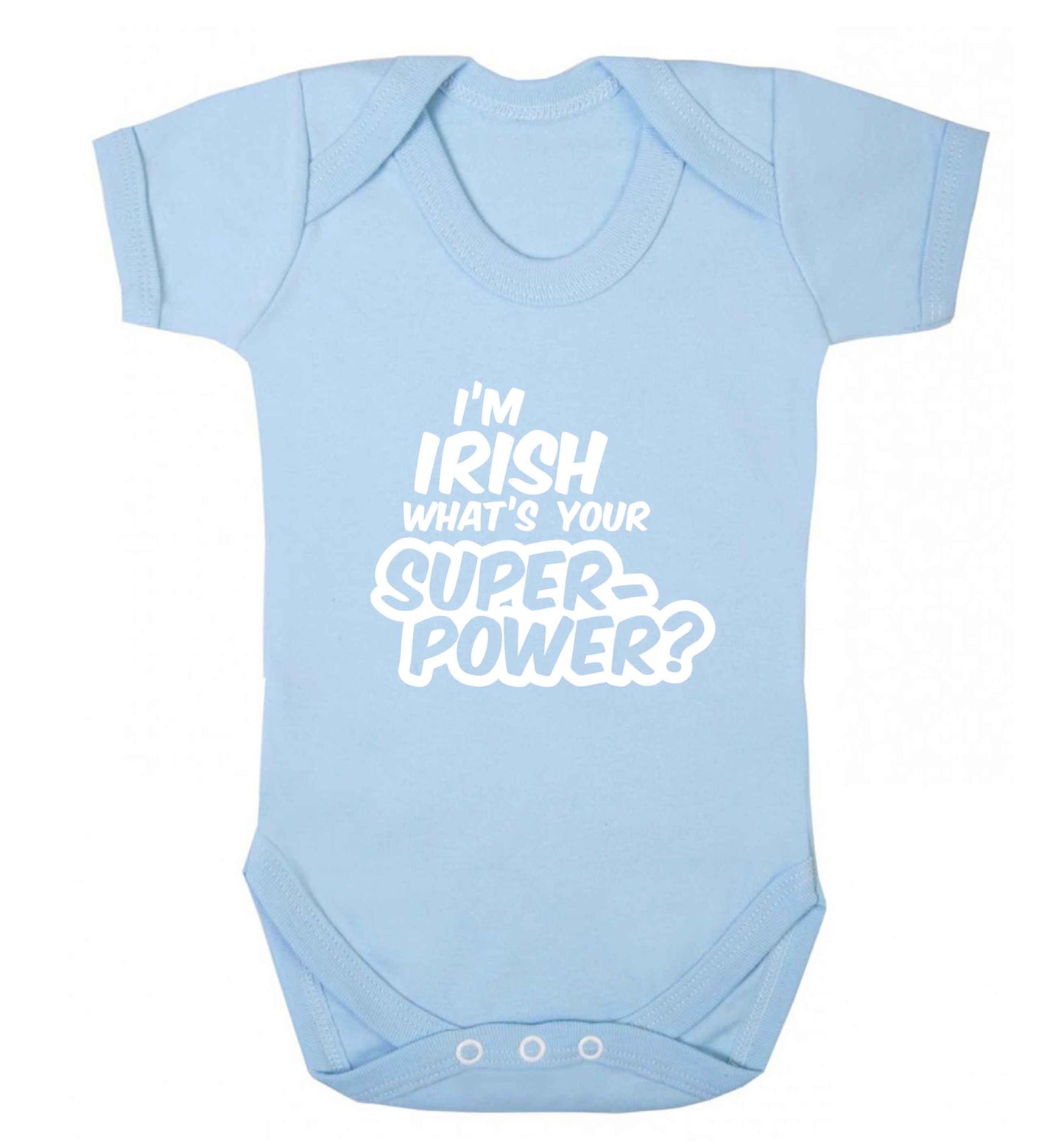 I'm Irish what's your superpower? baby vest pale blue 18-24 months