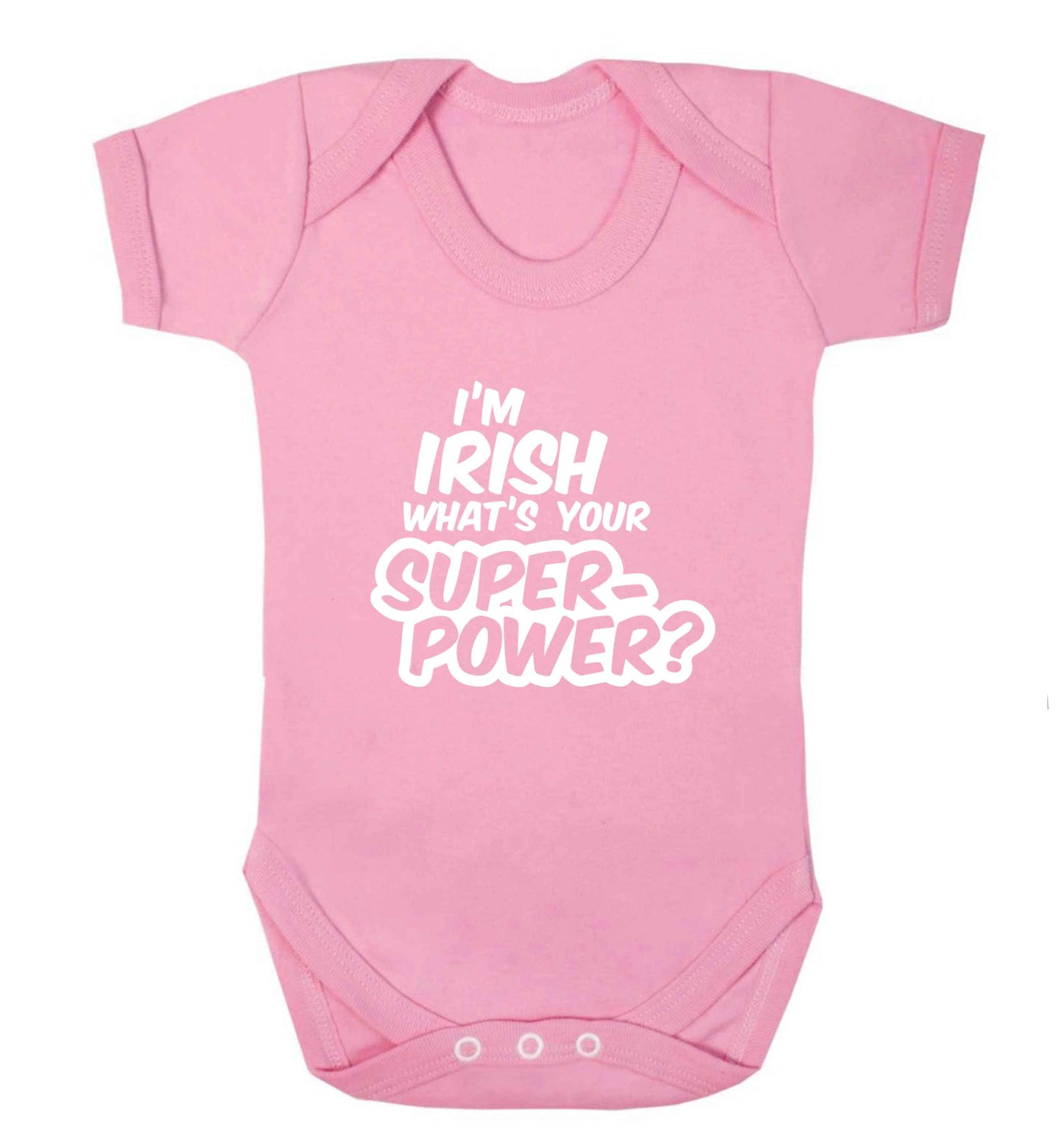 I'm Irish what's your superpower? baby vest pale pink 18-24 months