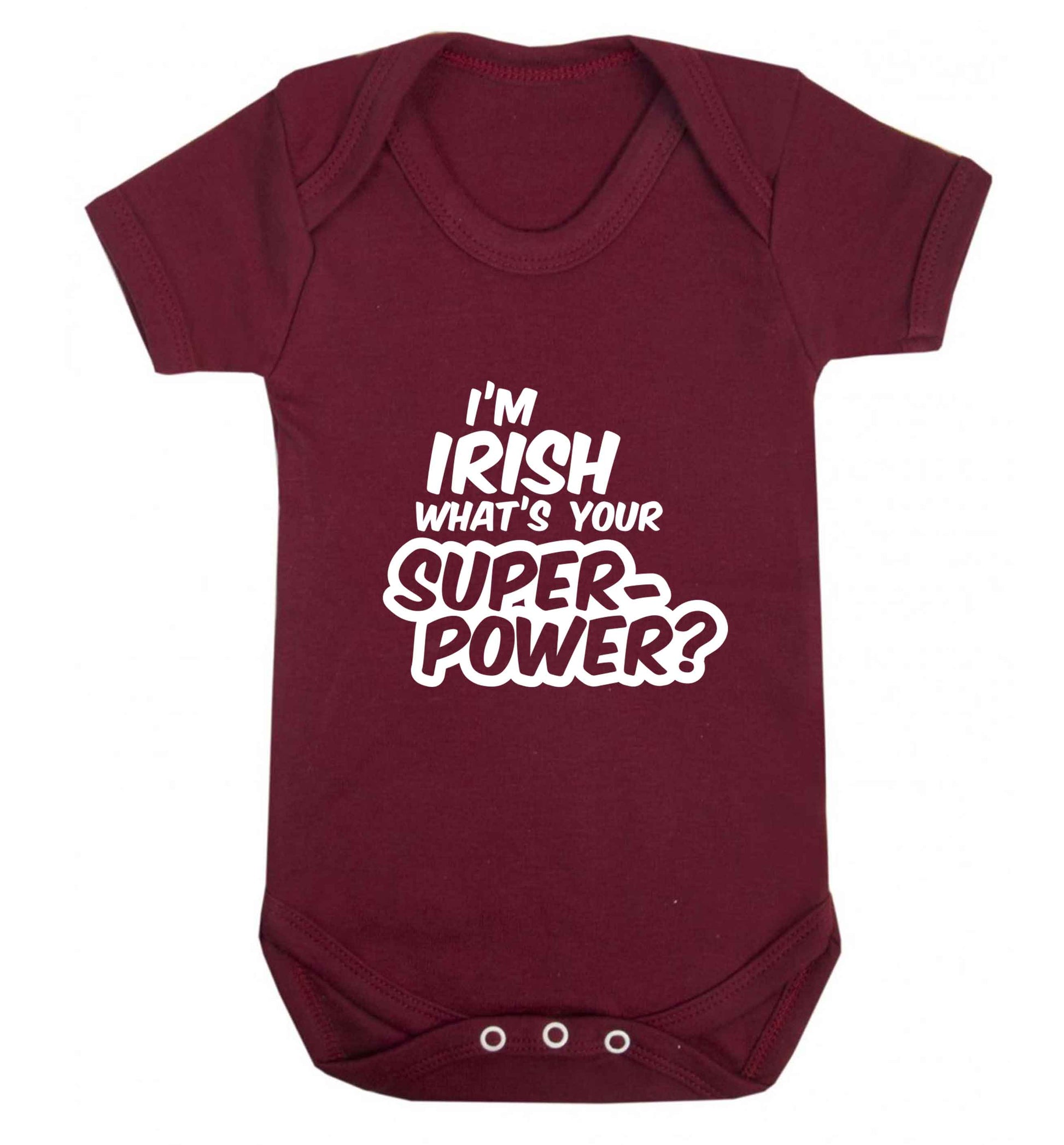 I'm Irish what's your superpower? baby vest maroon 18-24 months