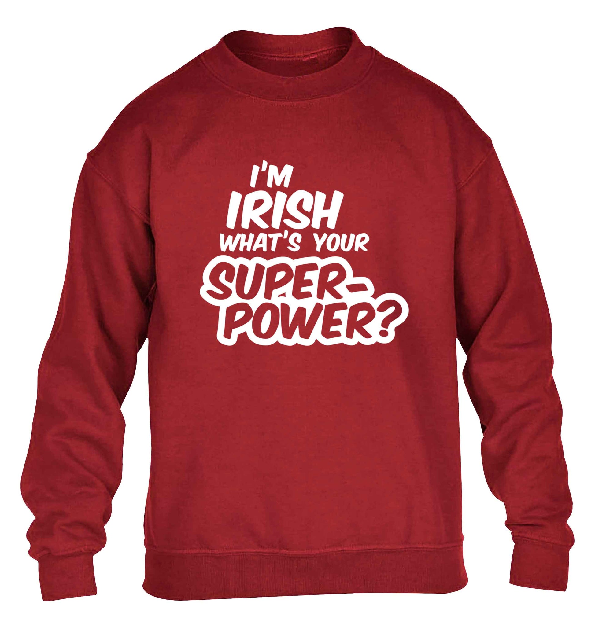 I'm Irish what's your superpower? children's grey sweater 12-13 Years