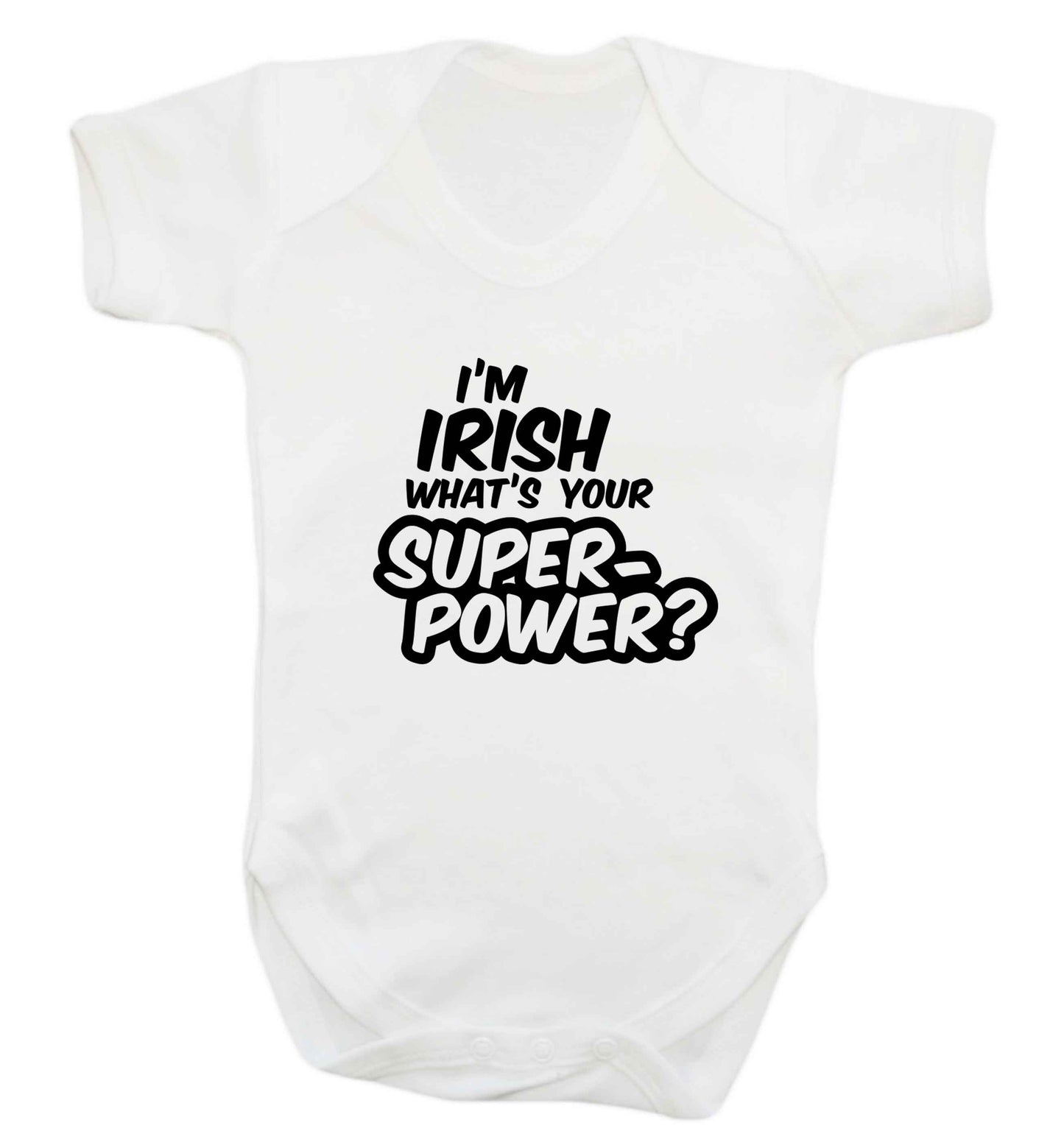 I'm Irish what's your superpower? baby vest white 18-24 months