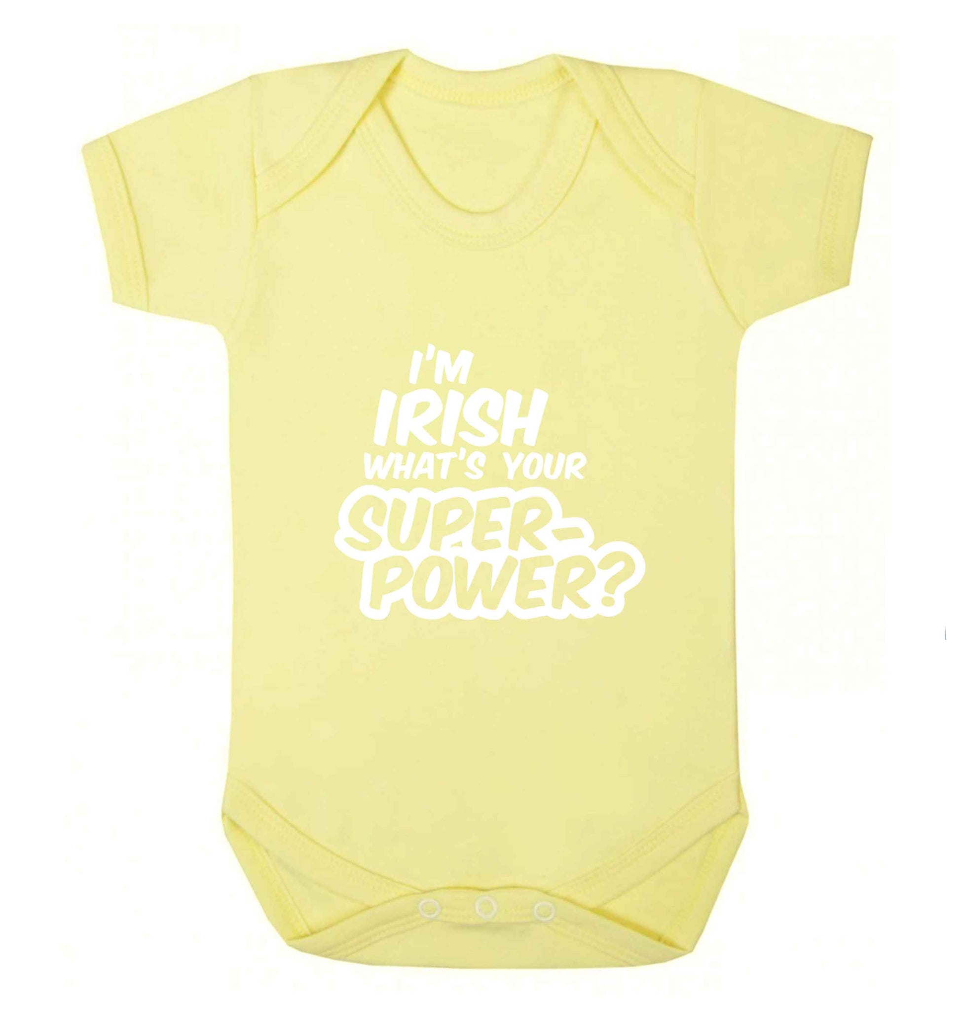 I'm Irish what's your superpower? baby vest pale yellow 18-24 months