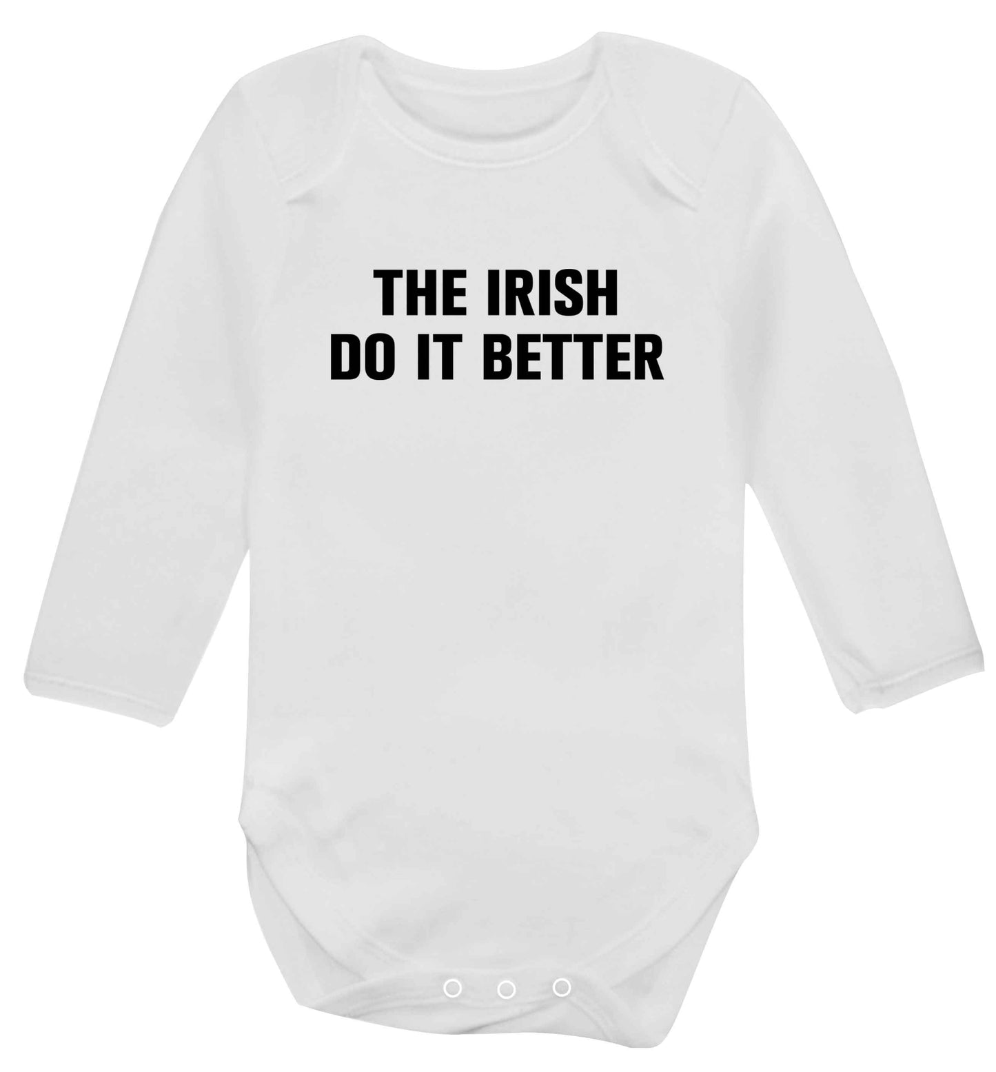The Irish do it better baby vest long sleeved white 6-12 months