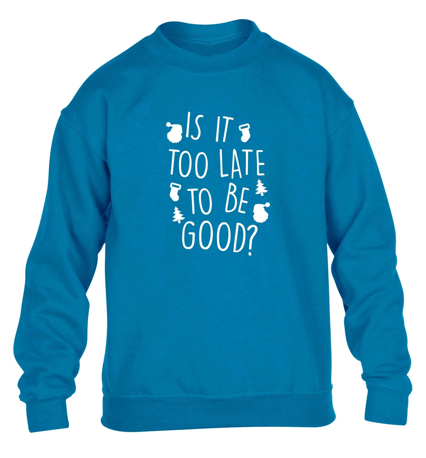 Too Late to be Good children's blue sweater 12-13 Years
