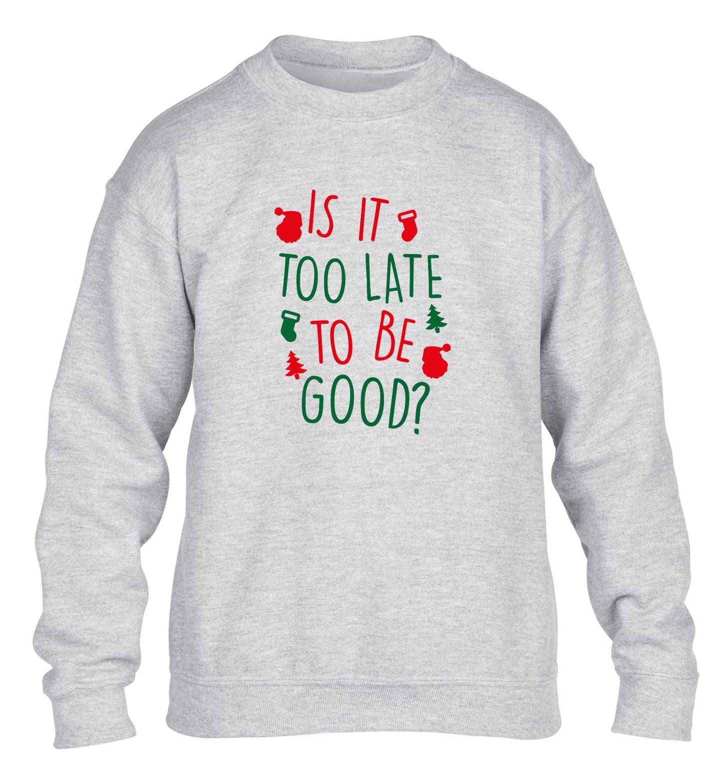 Too Late to be Good children's grey sweater 12-13 Years
