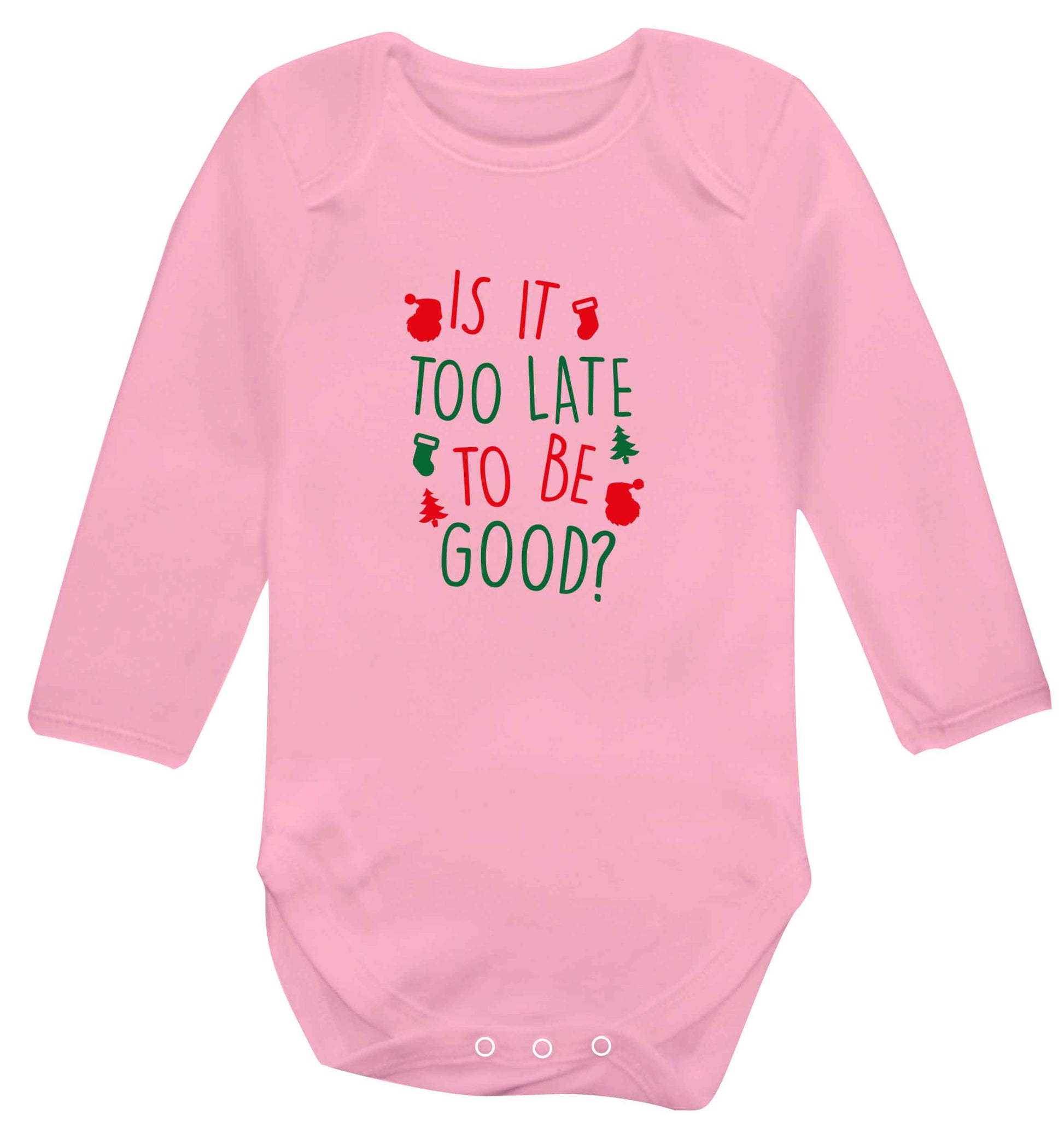 Too Late to be Good baby vest long sleeved pale pink 6-12 months