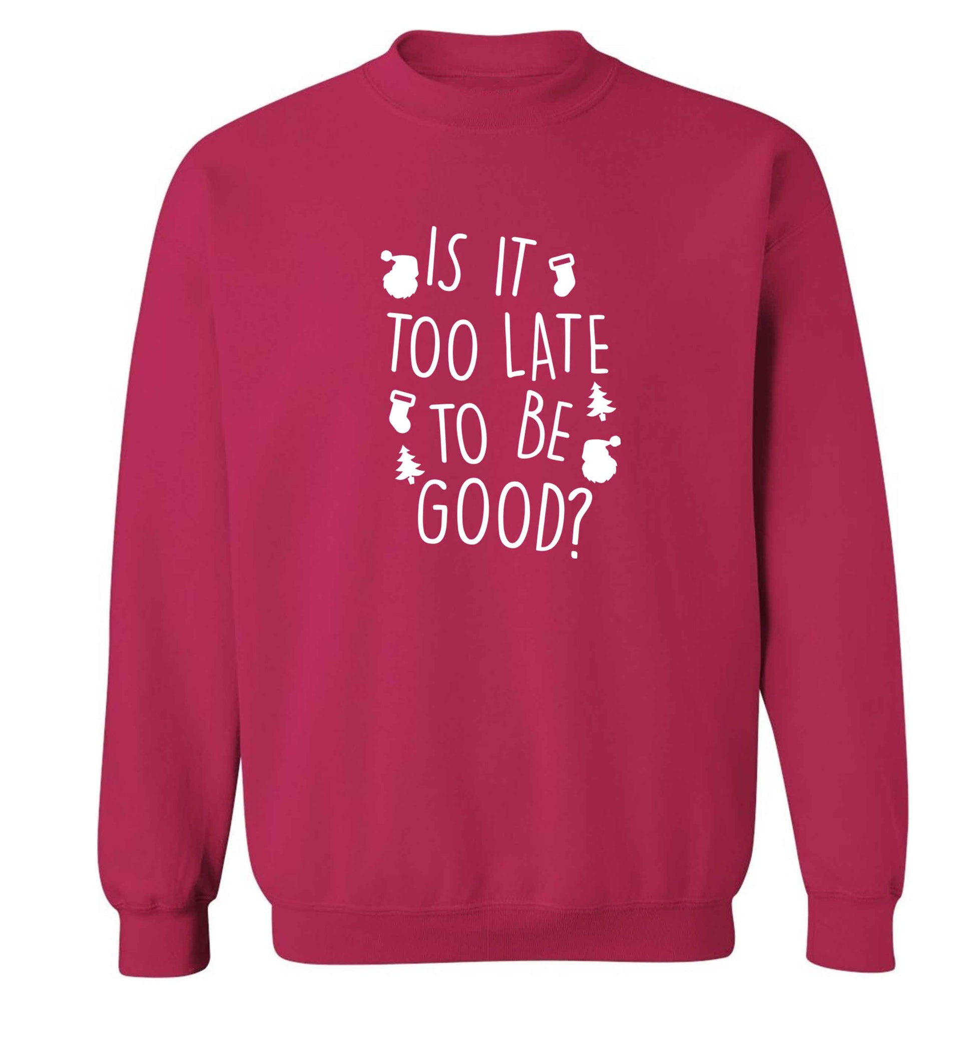 Too Late to be Good adult's unisex pink sweater 2XL