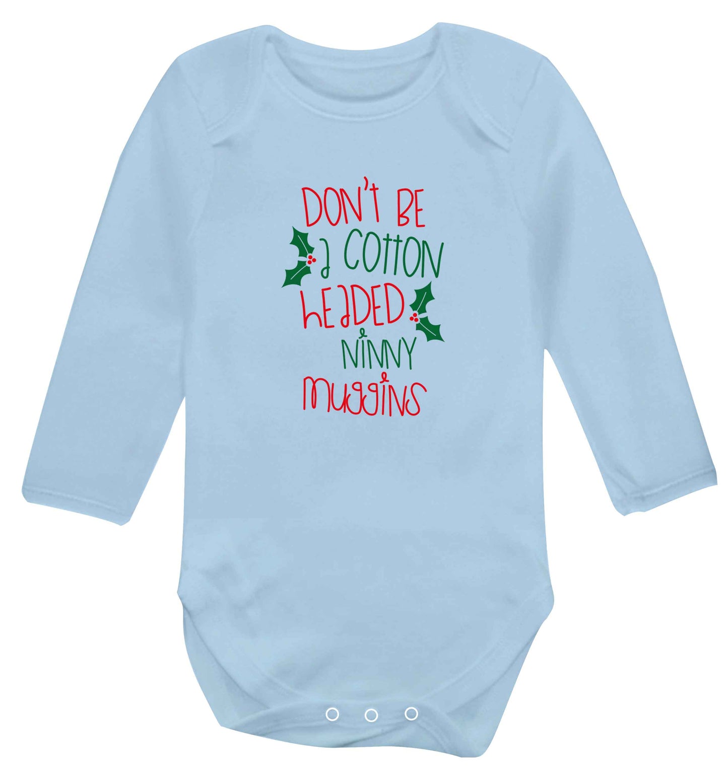 Too Late to be Good baby vest long sleeved pale blue 6-12 months