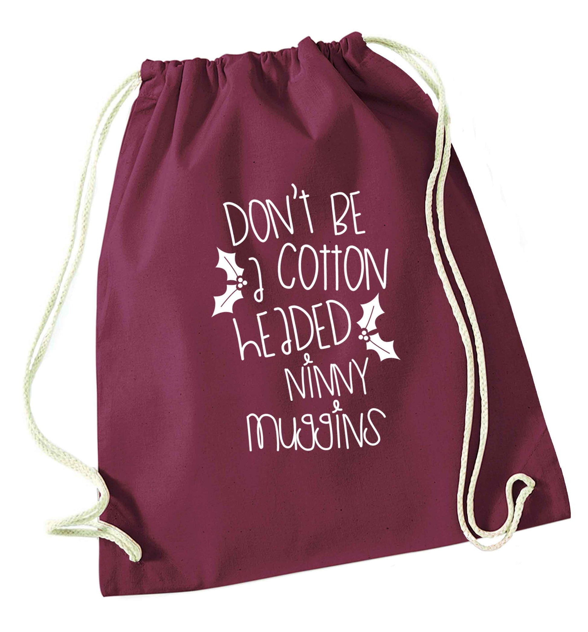 Too Late to be Good maroon drawstring bag