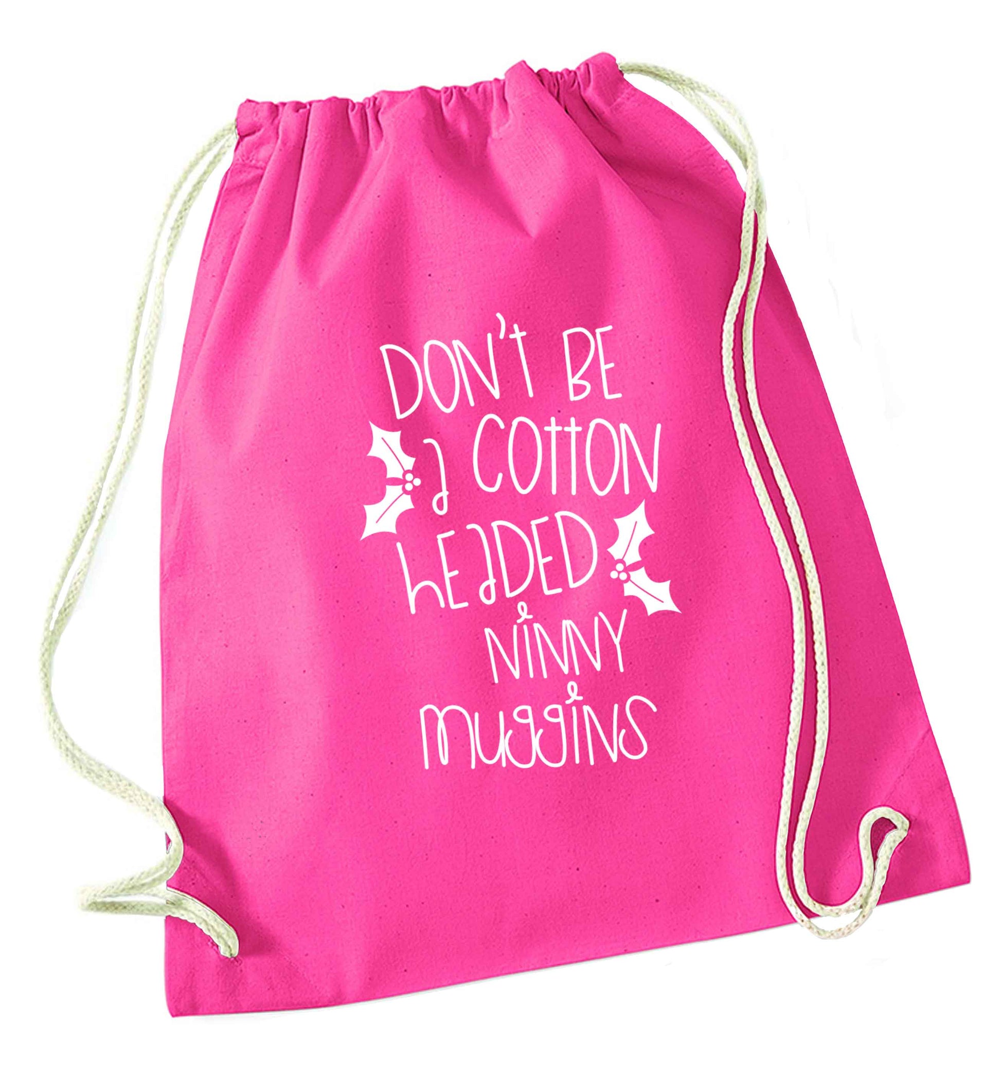 Too Late to be Good pink drawstring bag