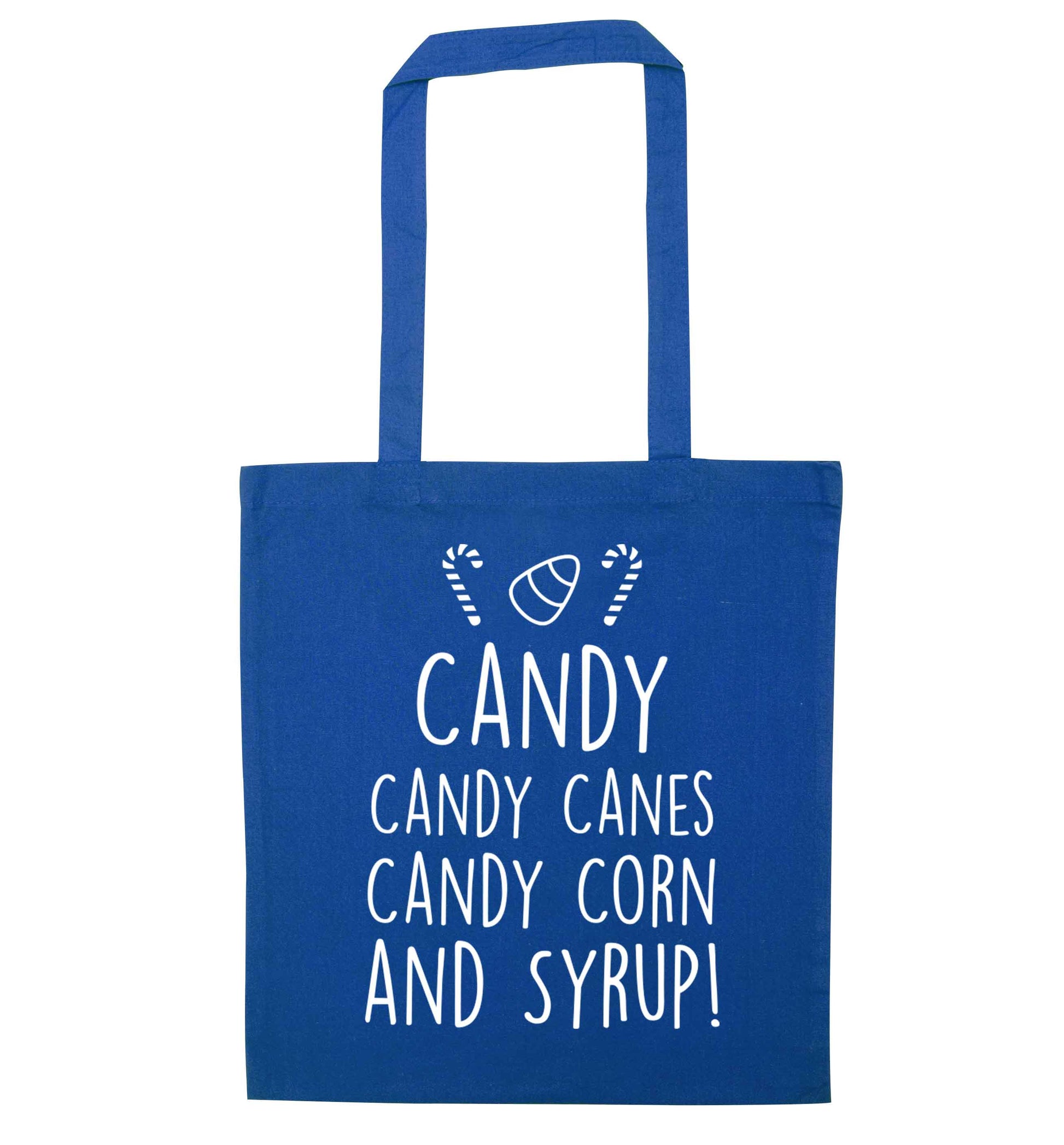 Candy Canes Candy Corns blue tote bag