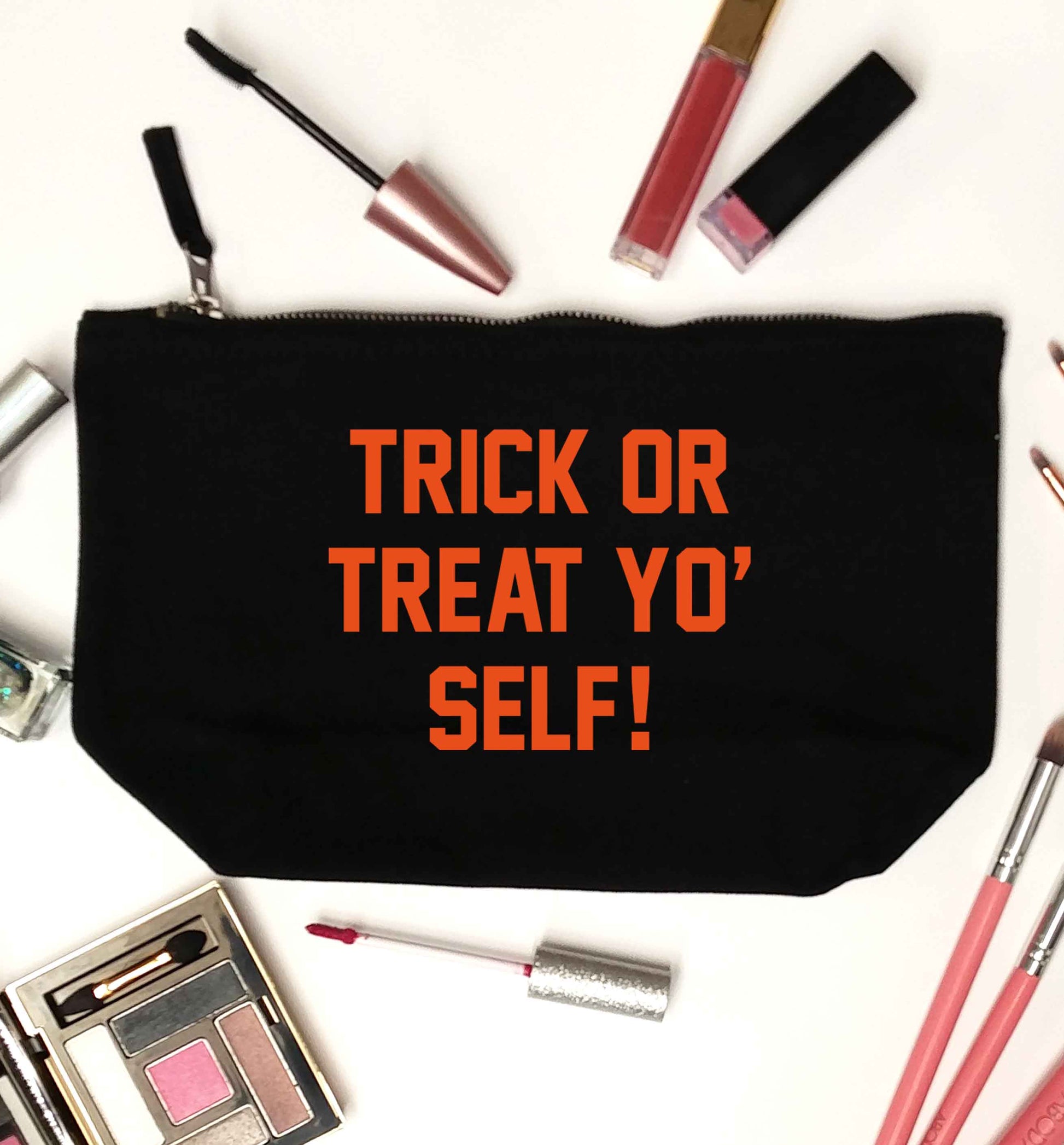 Trick or Treat Yo' Self black makeup bag
