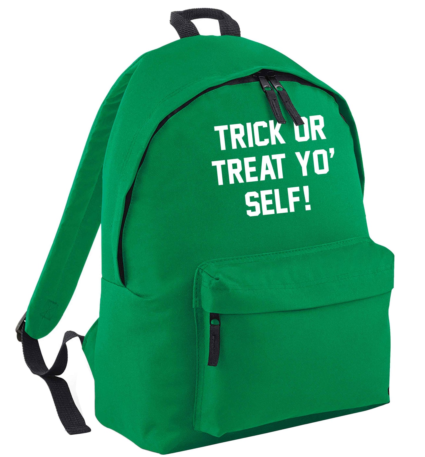Trick or Treat Yo' Self green adults backpack