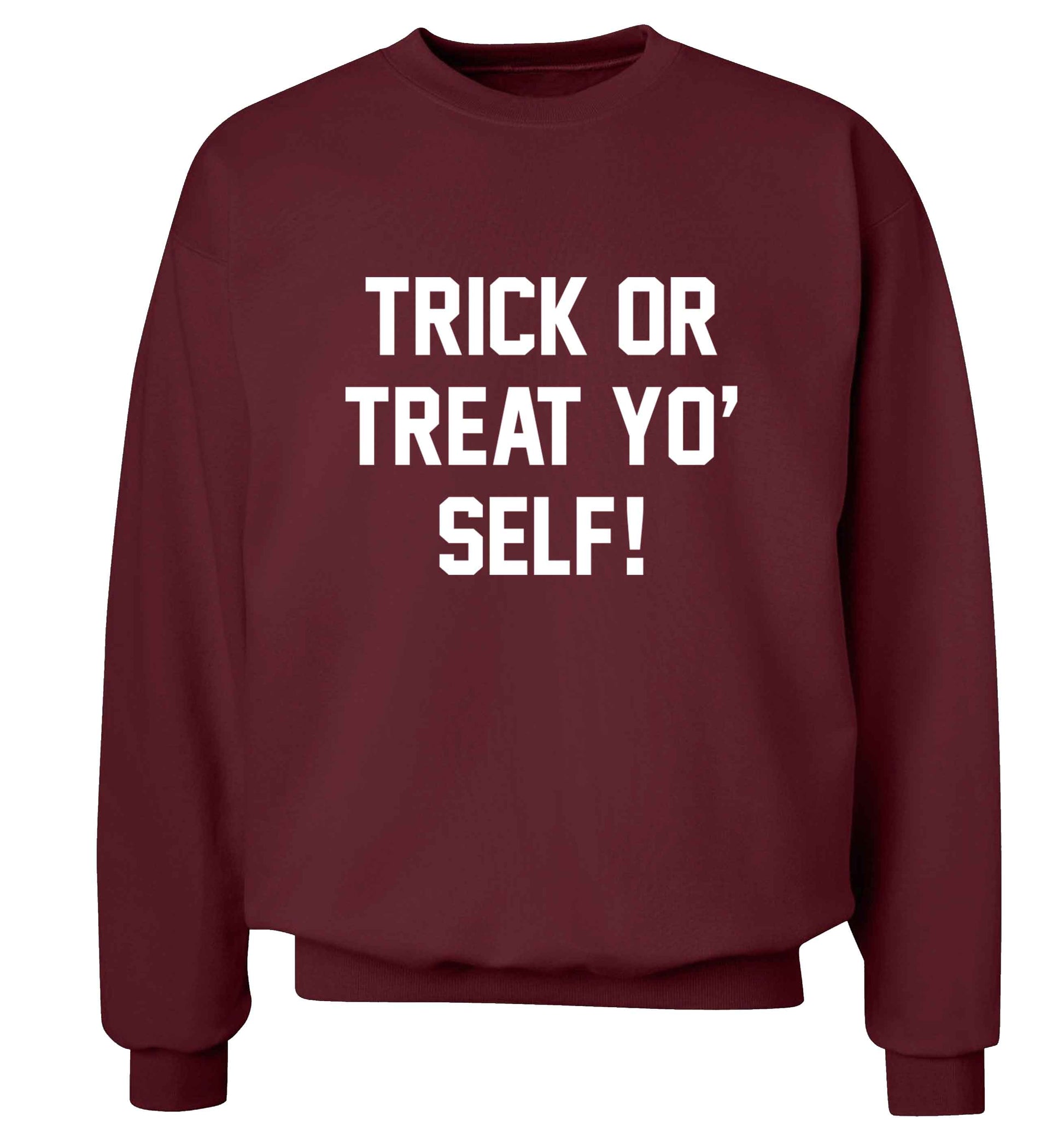 Trick or Treat Yo' Self adult's unisex maroon sweater 2XL