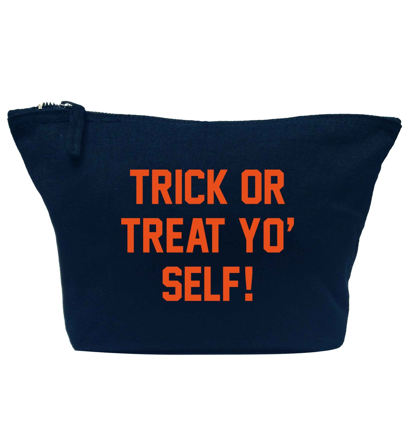 Trick or Treat Yo' Self navy makeup bag