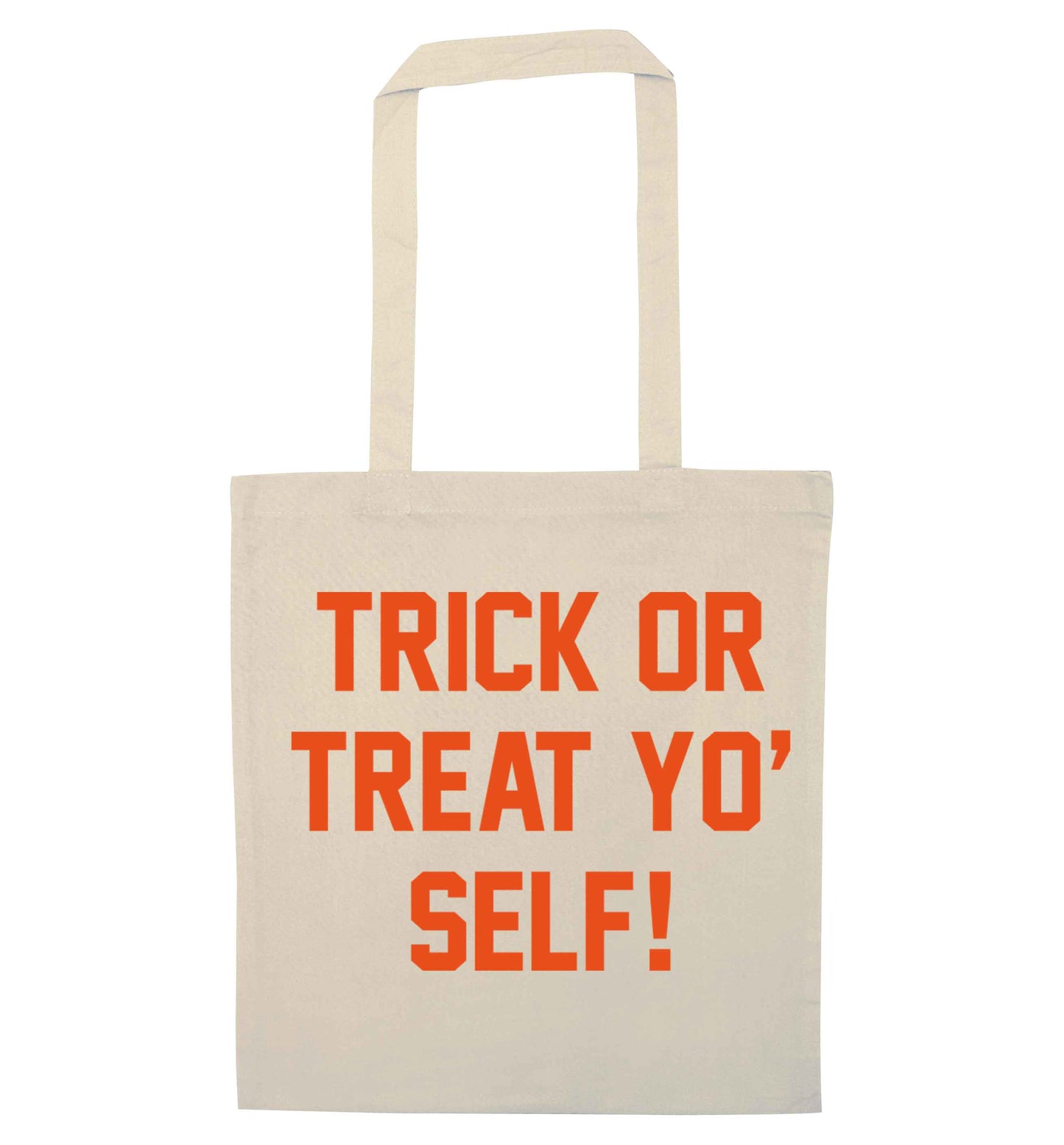 Trick or Treat Yo' Self natural tote bag