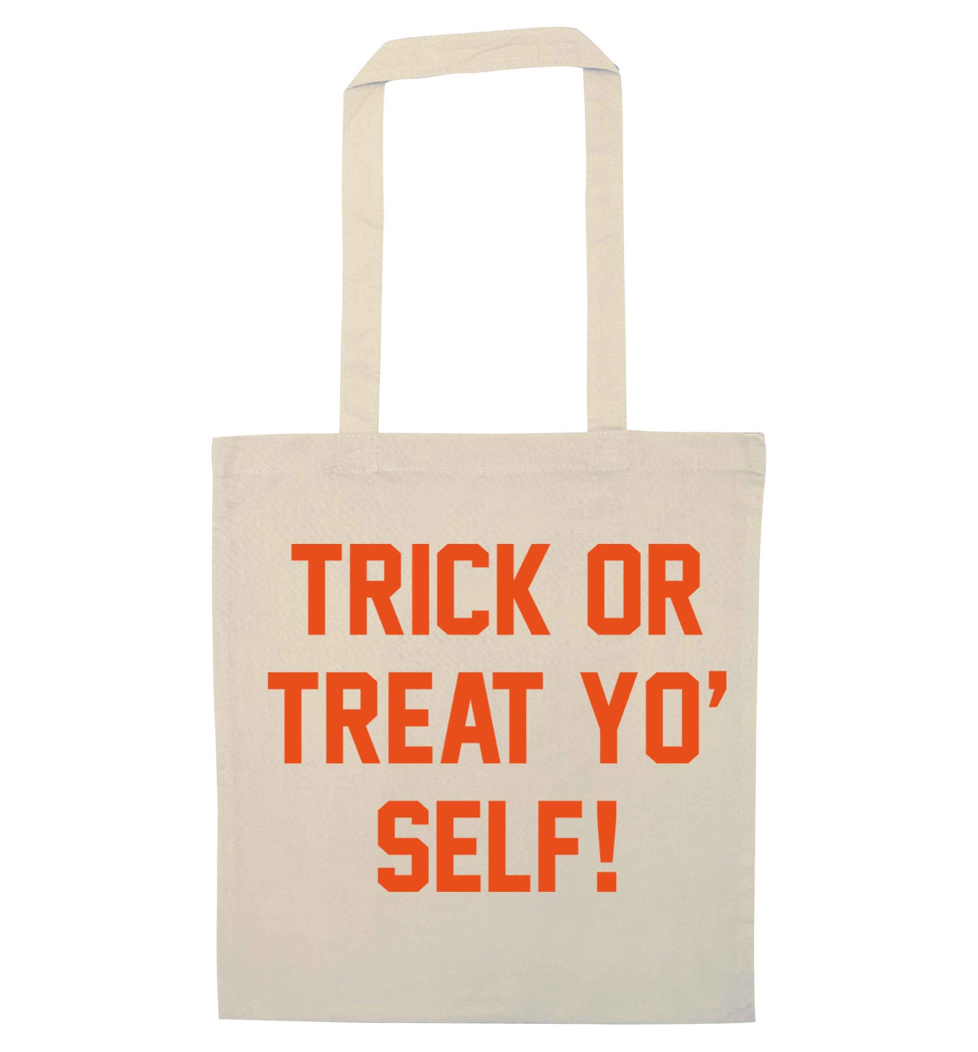 Trick or Treat Yo' Self natural tote bag