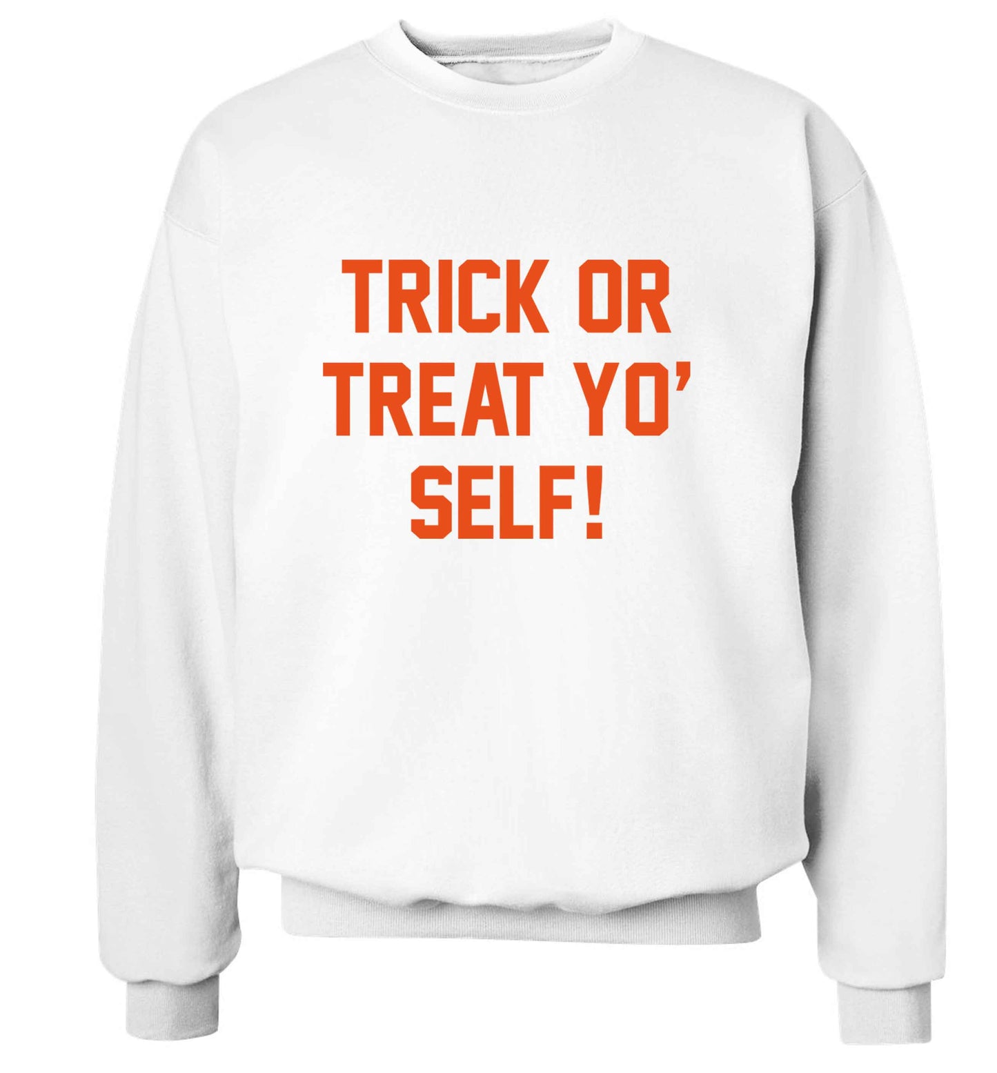 Trick or Treat Yo' Self adult's unisex white sweater 2XL