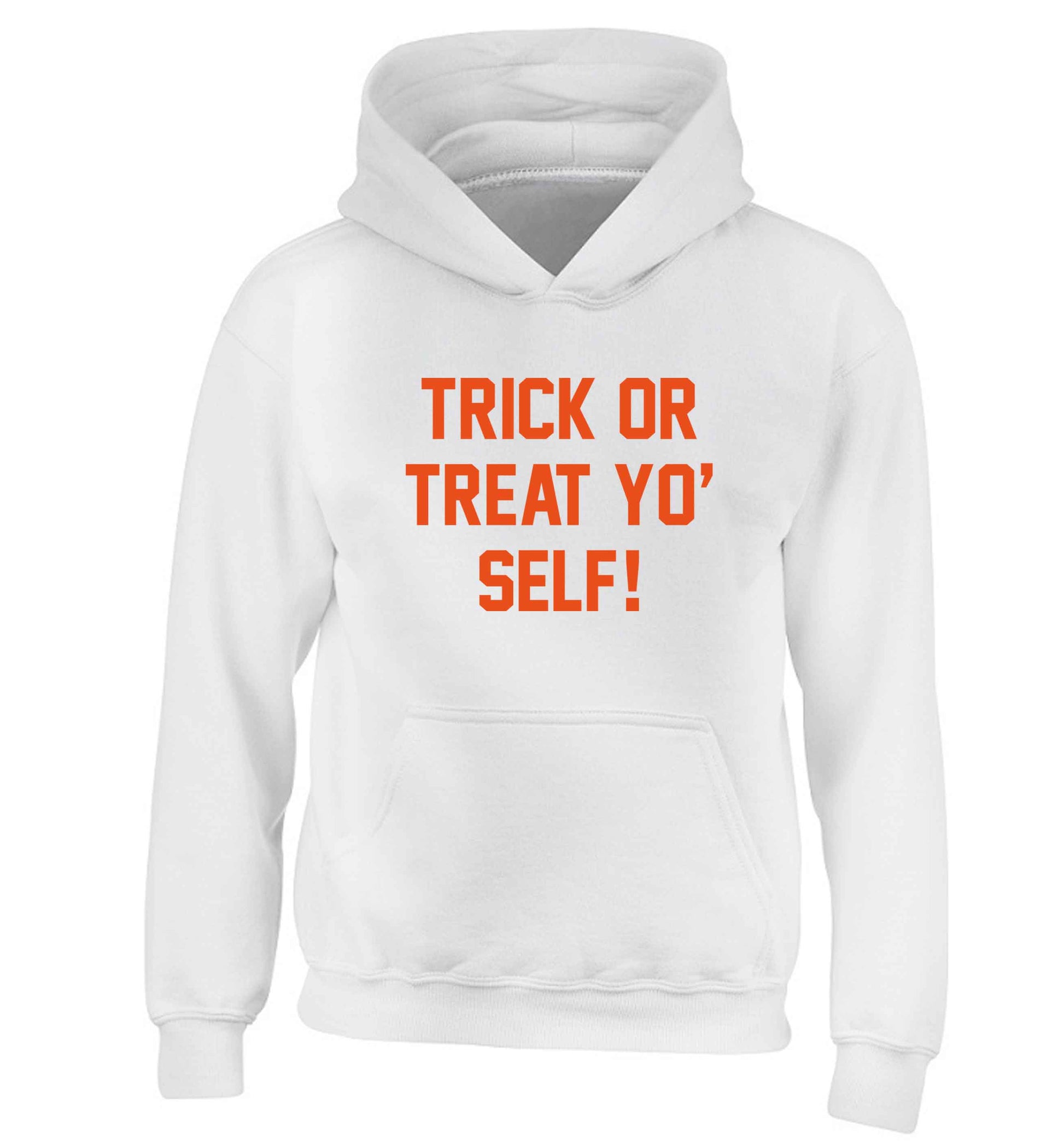 Trick or Treat Yo' Self children's white hoodie 12-13 Years