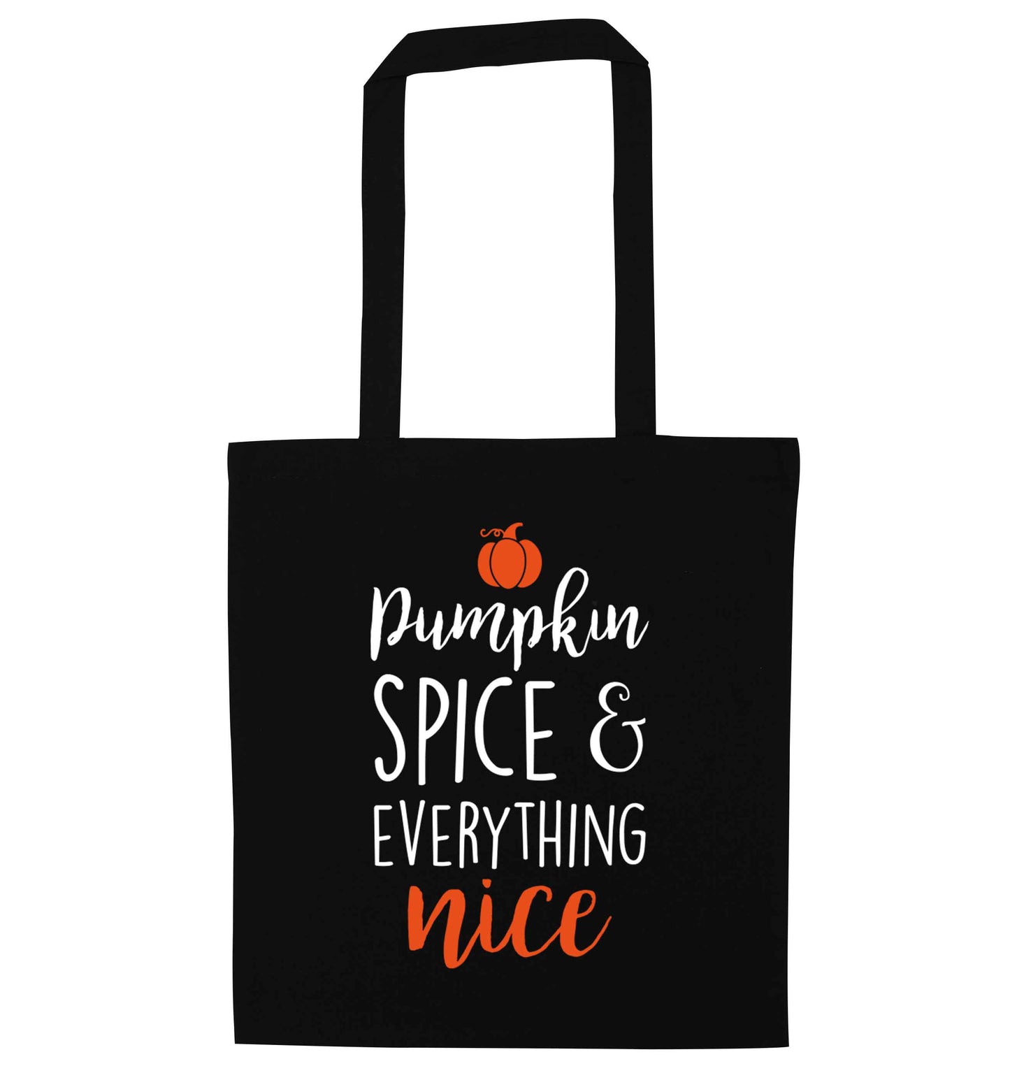Pumpkin Spice Nice black tote bag