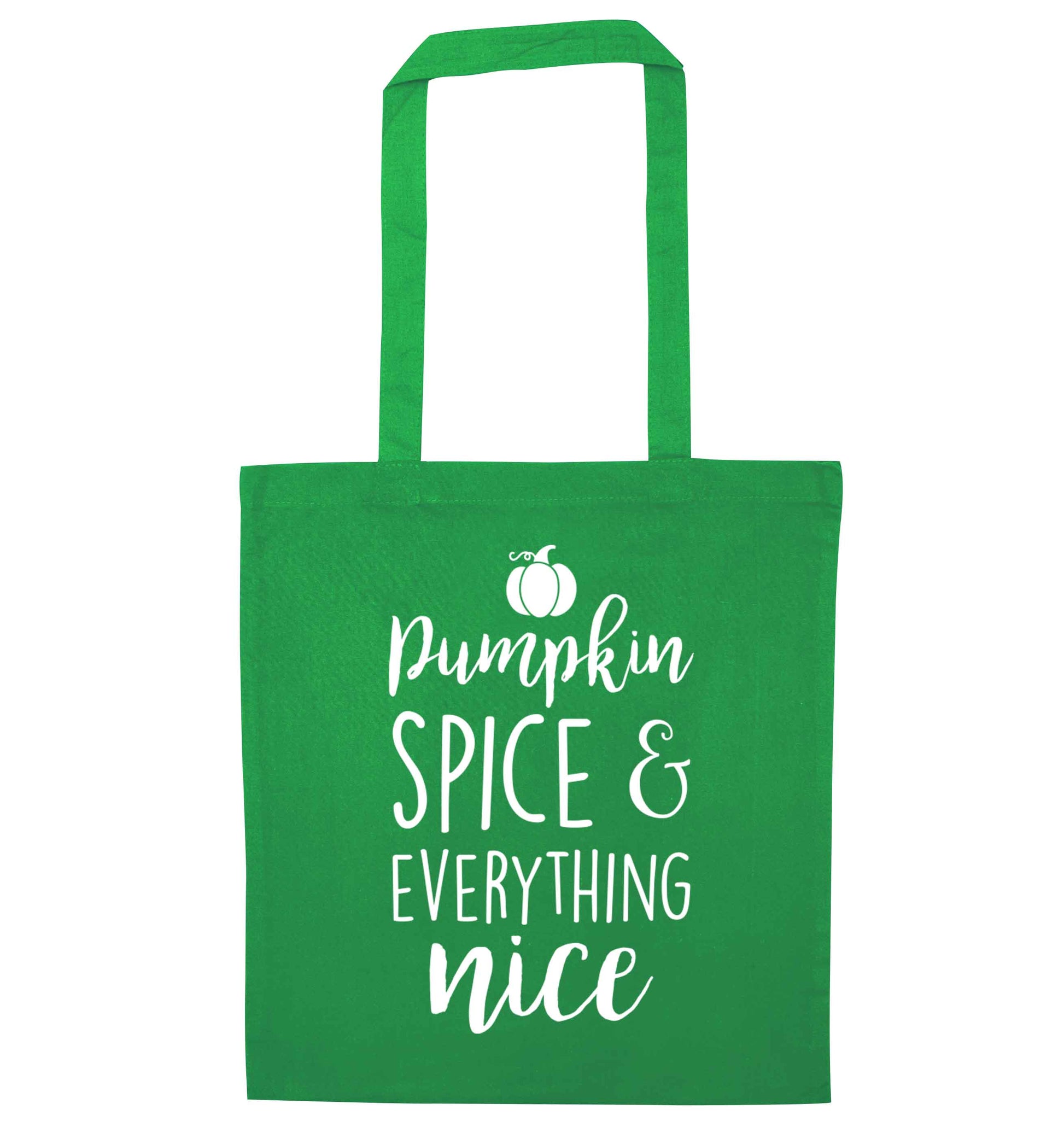 Pumpkin Spice Nice green tote bag