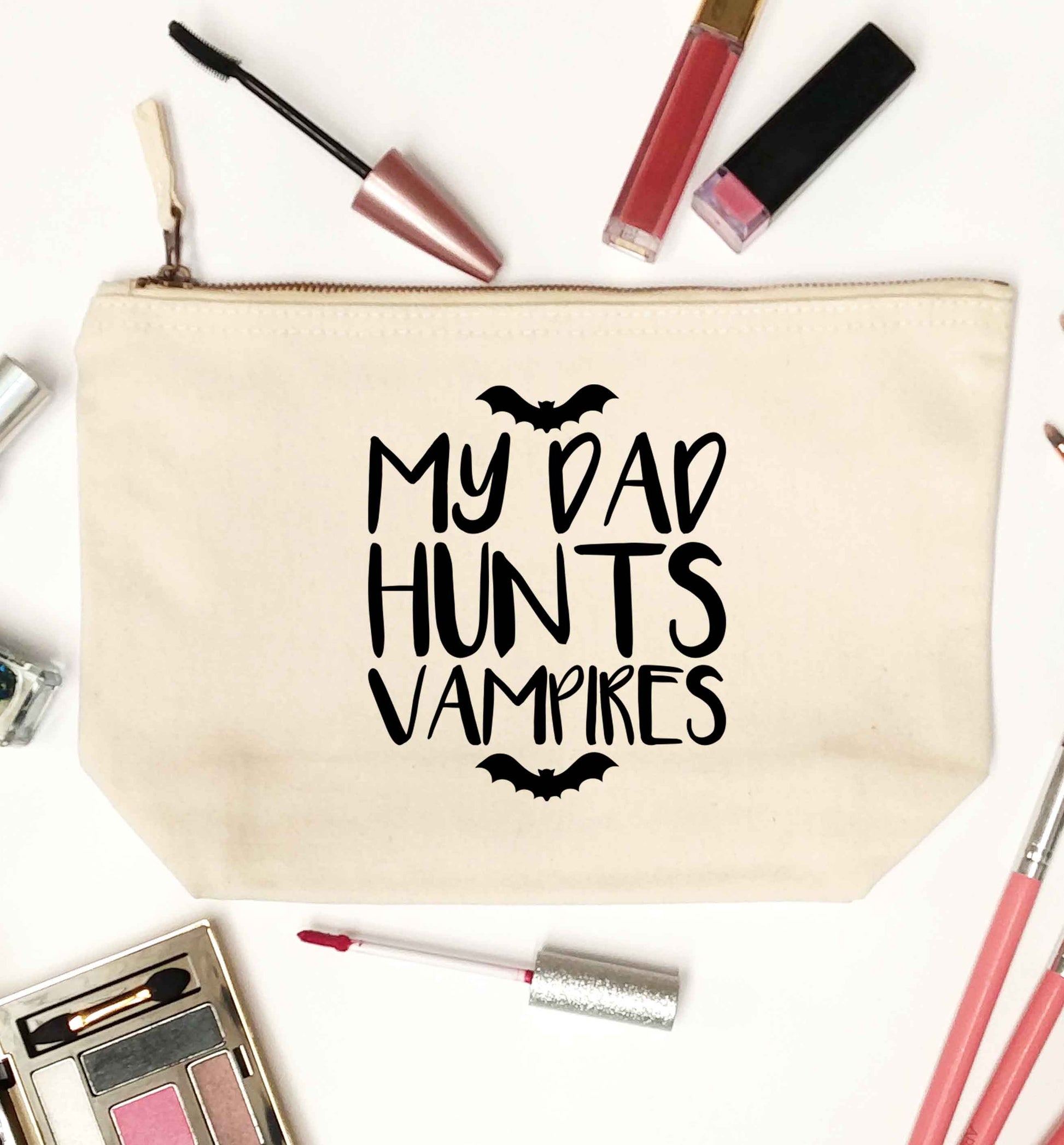 My dad hunts vampires natural makeup bag