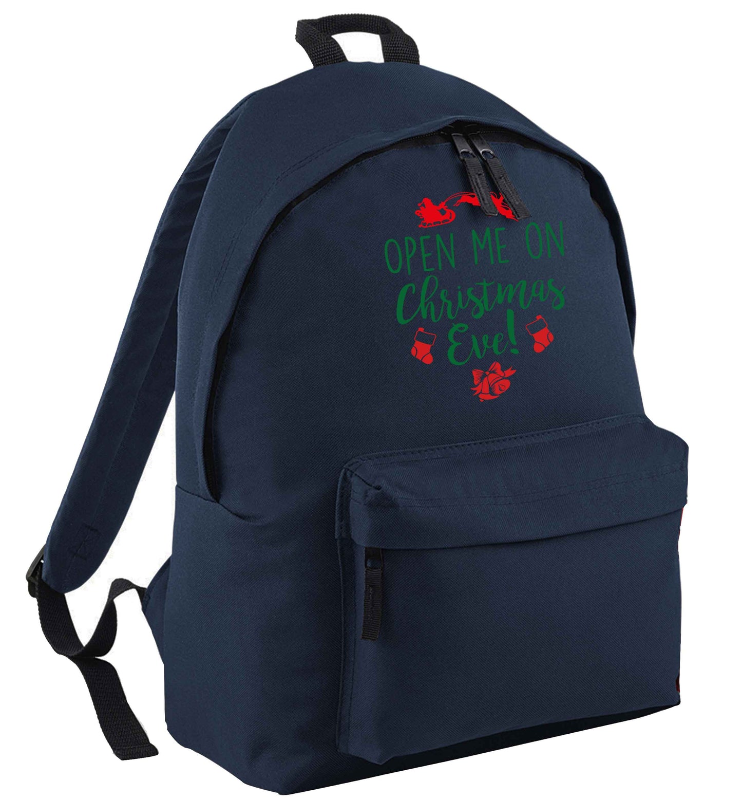 Open me on Christmas Day navy adults backpack