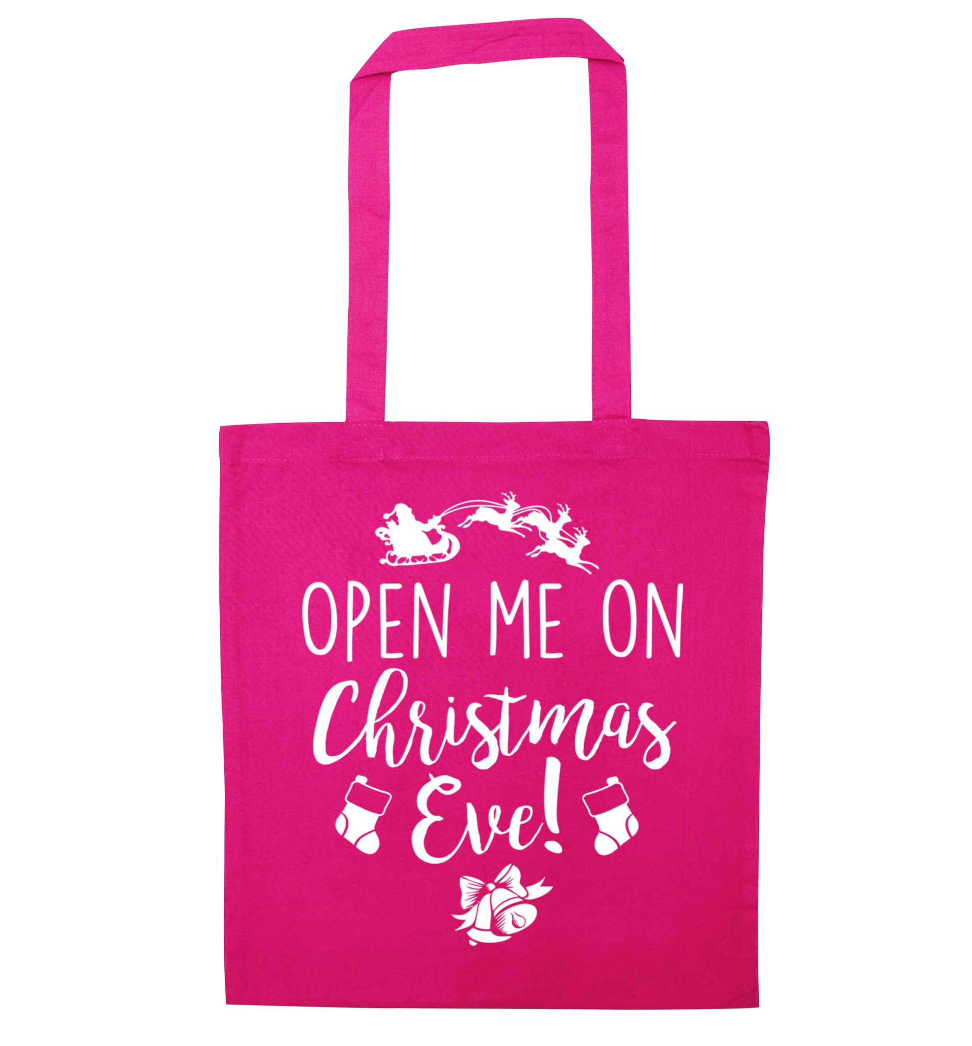 Open me on Christmas Day pink tote bag
