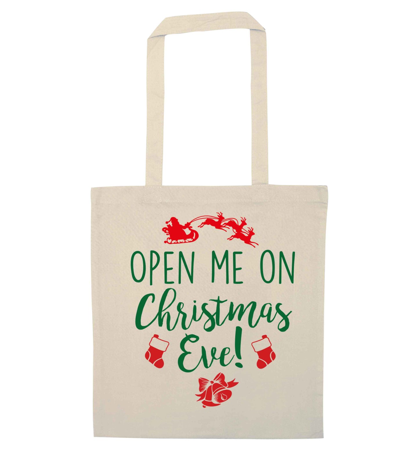 Open me on Christmas Day natural tote bag