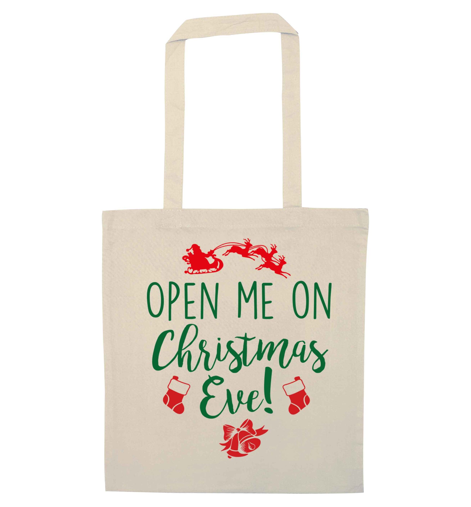 Open me on Christmas Day natural tote bag