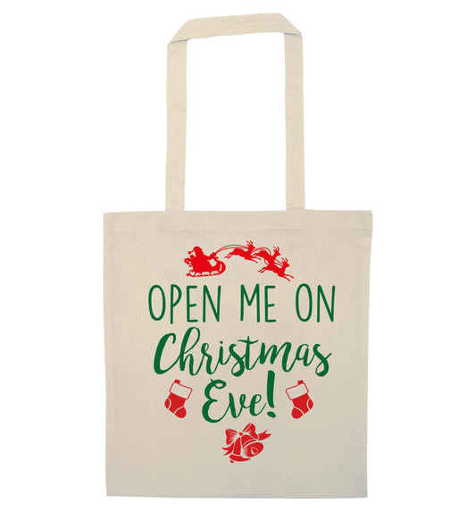 Open me on Christmas Day natural tote bag
