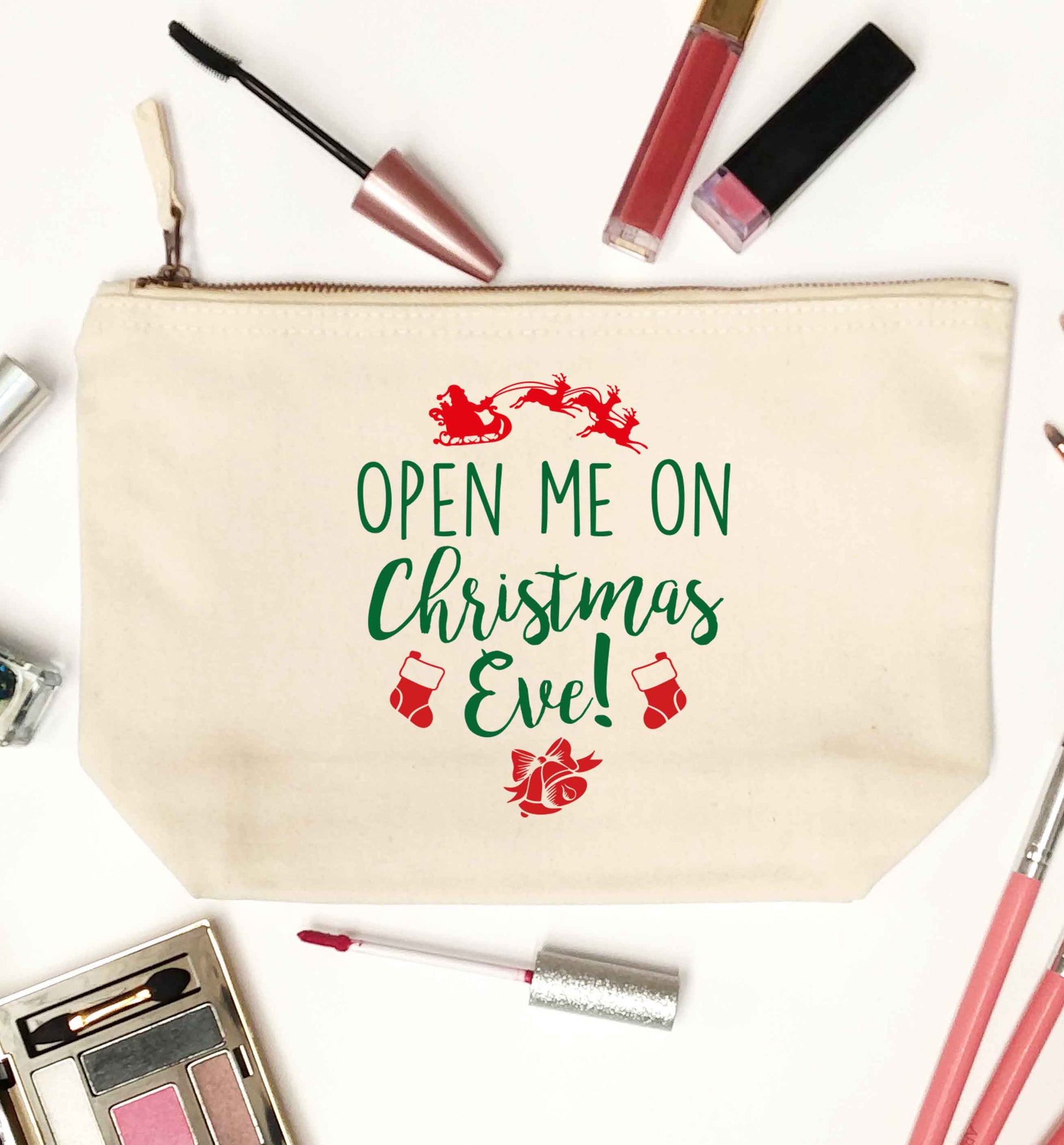 Open me on Christmas Day natural makeup bag