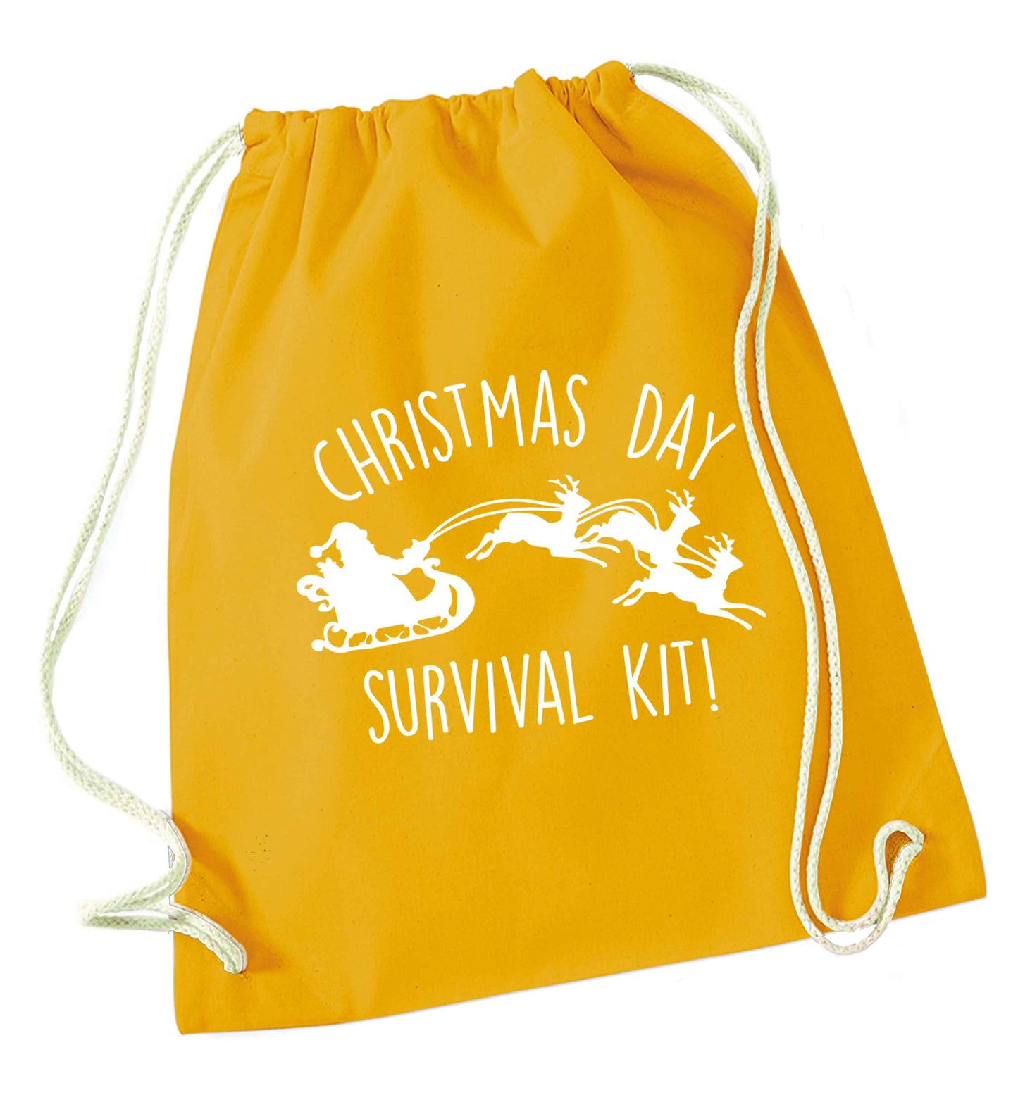 Christmas Day Survival Kitmustard drawstring bag