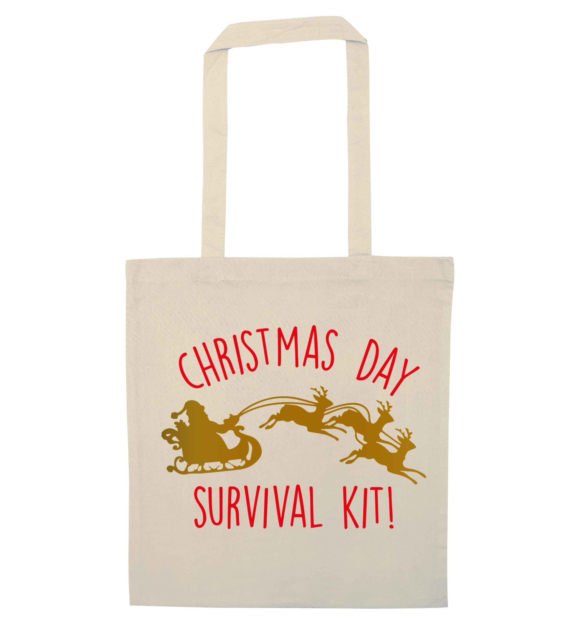 Christmas Day Survival Kitnatural tote bag
