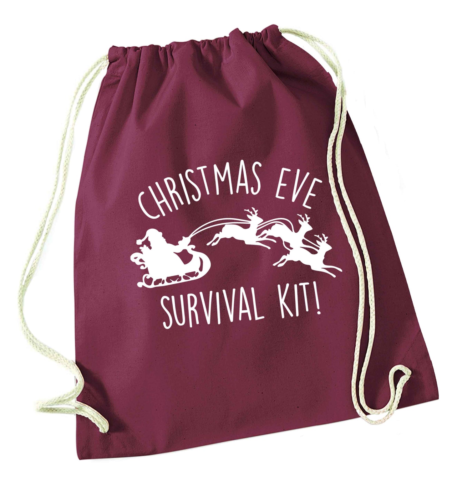 Christmas Day Survival Kitmaroon drawstring bag