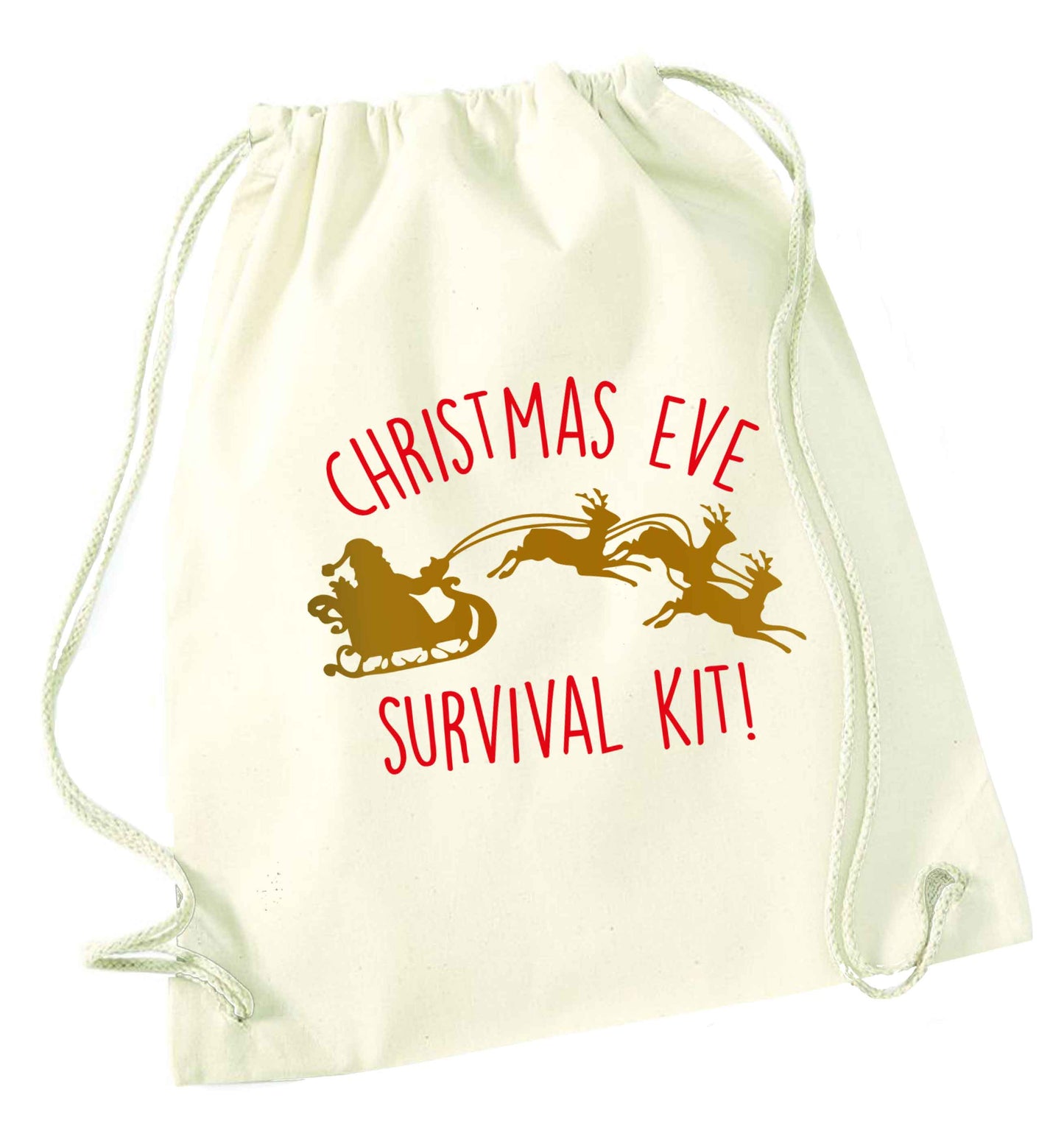 Christmas Day Survival Kitnatural drawstring bag
