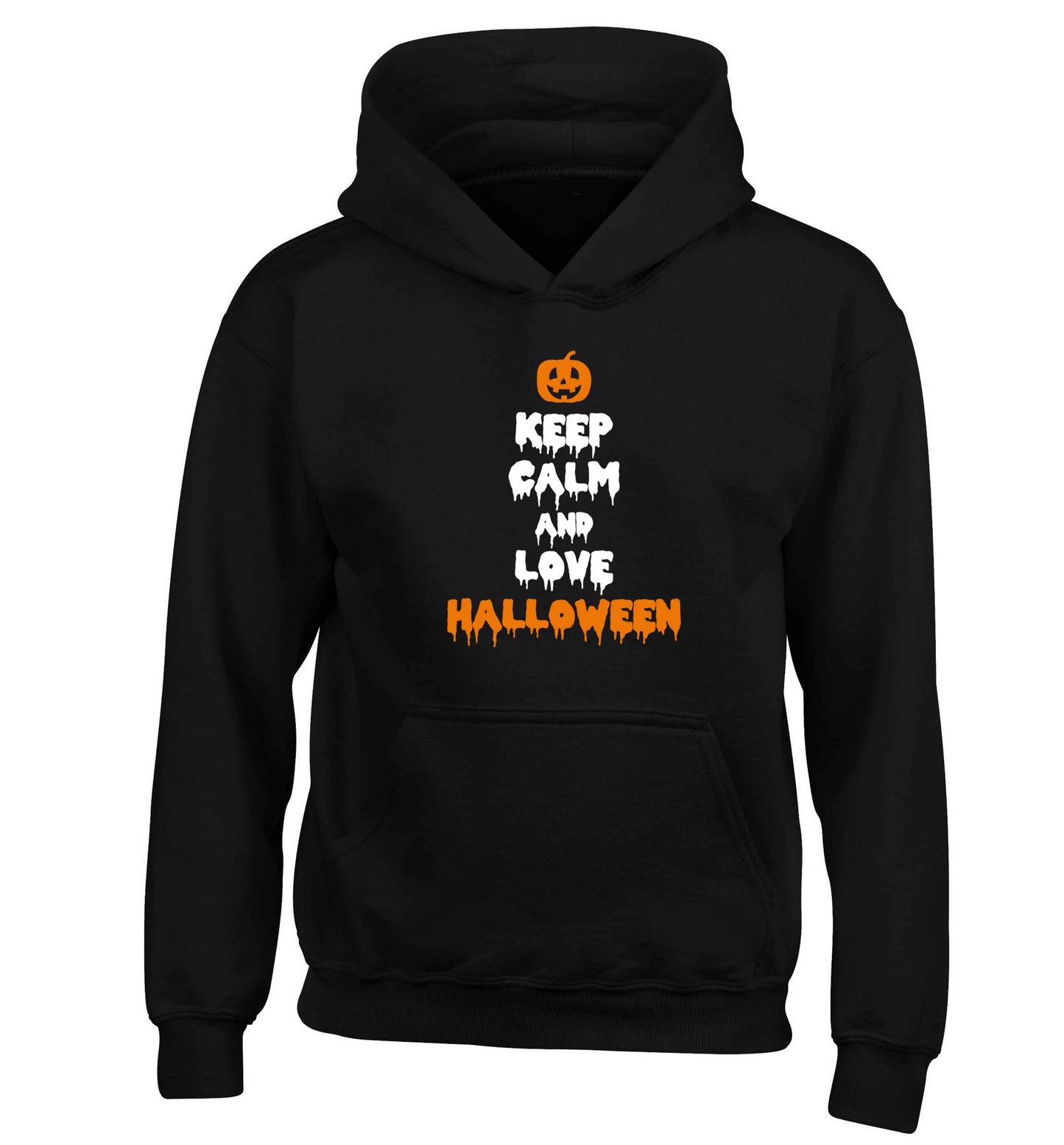 Keep calm and love halloween children's black hoodie 12-13 Years