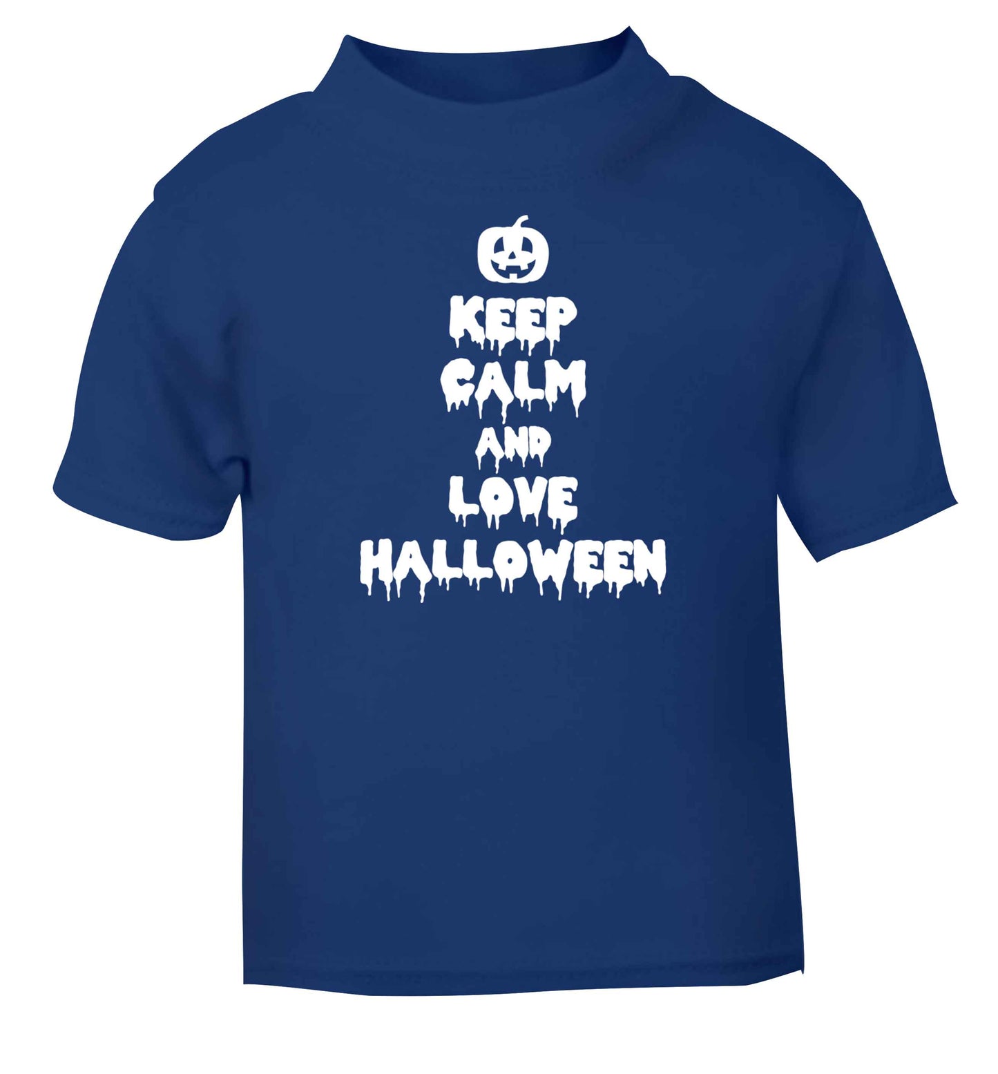 Keep calm and love halloween blue baby toddler Tshirt 2 Years