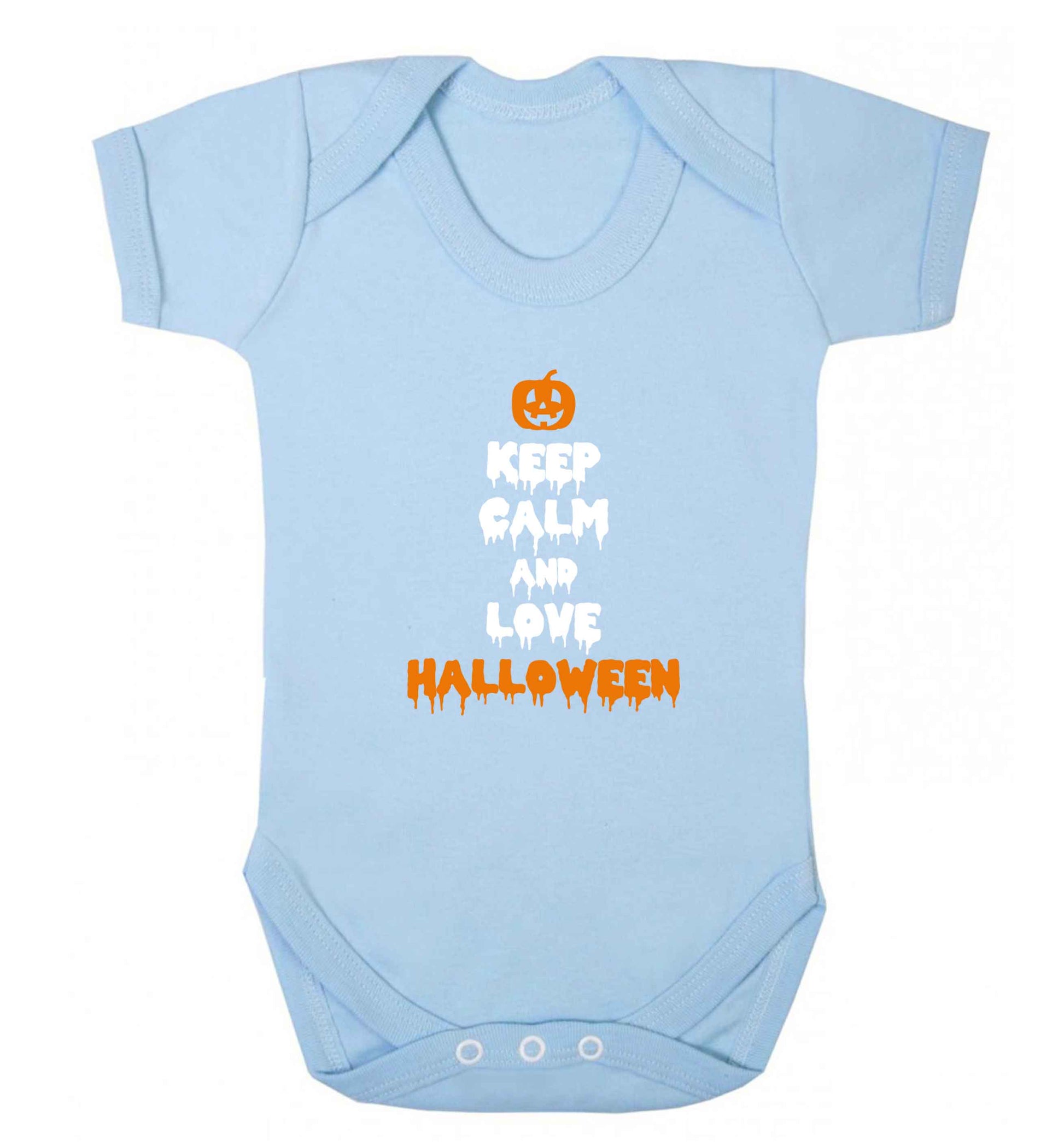 Keep calm and love halloween baby vest pale blue 18-24 months