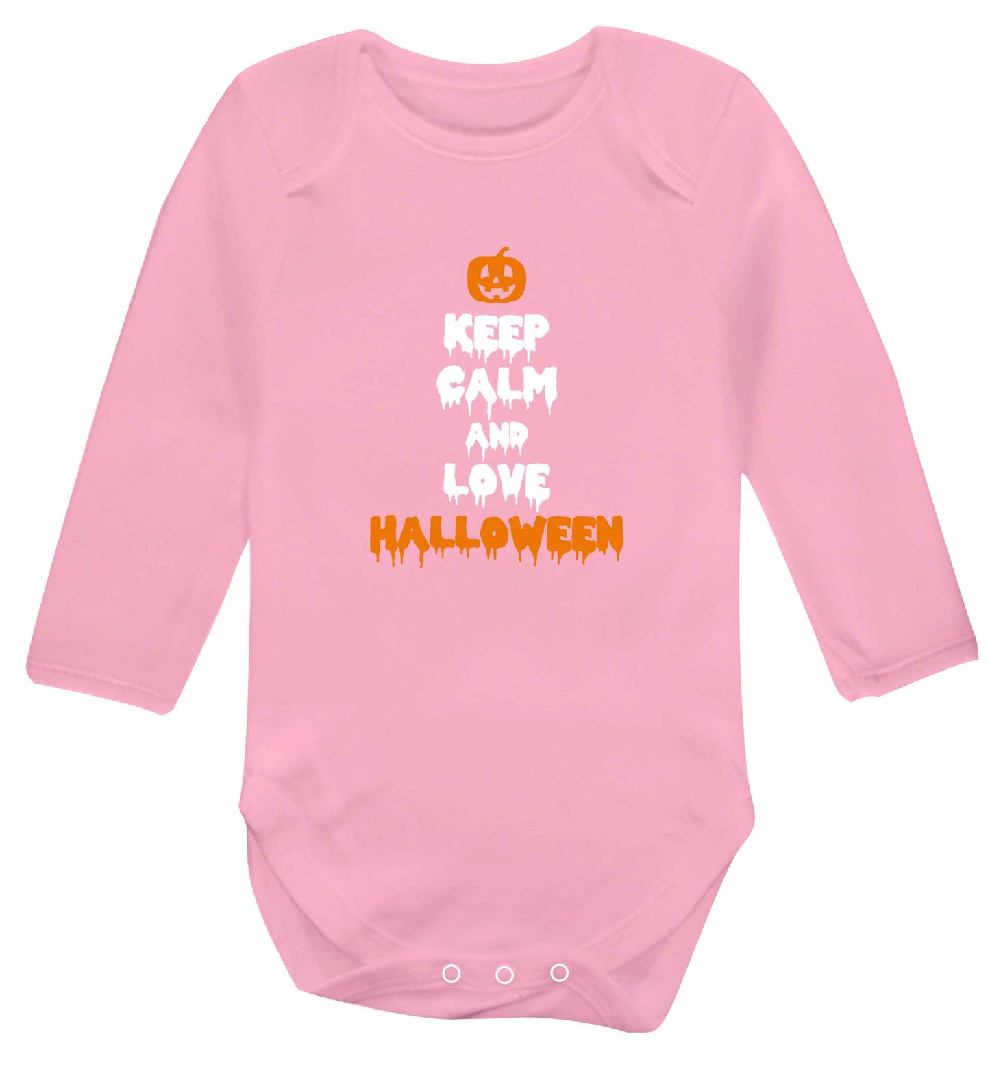 Keep calm and love halloween baby vest long sleeved pale pink 6-12 months