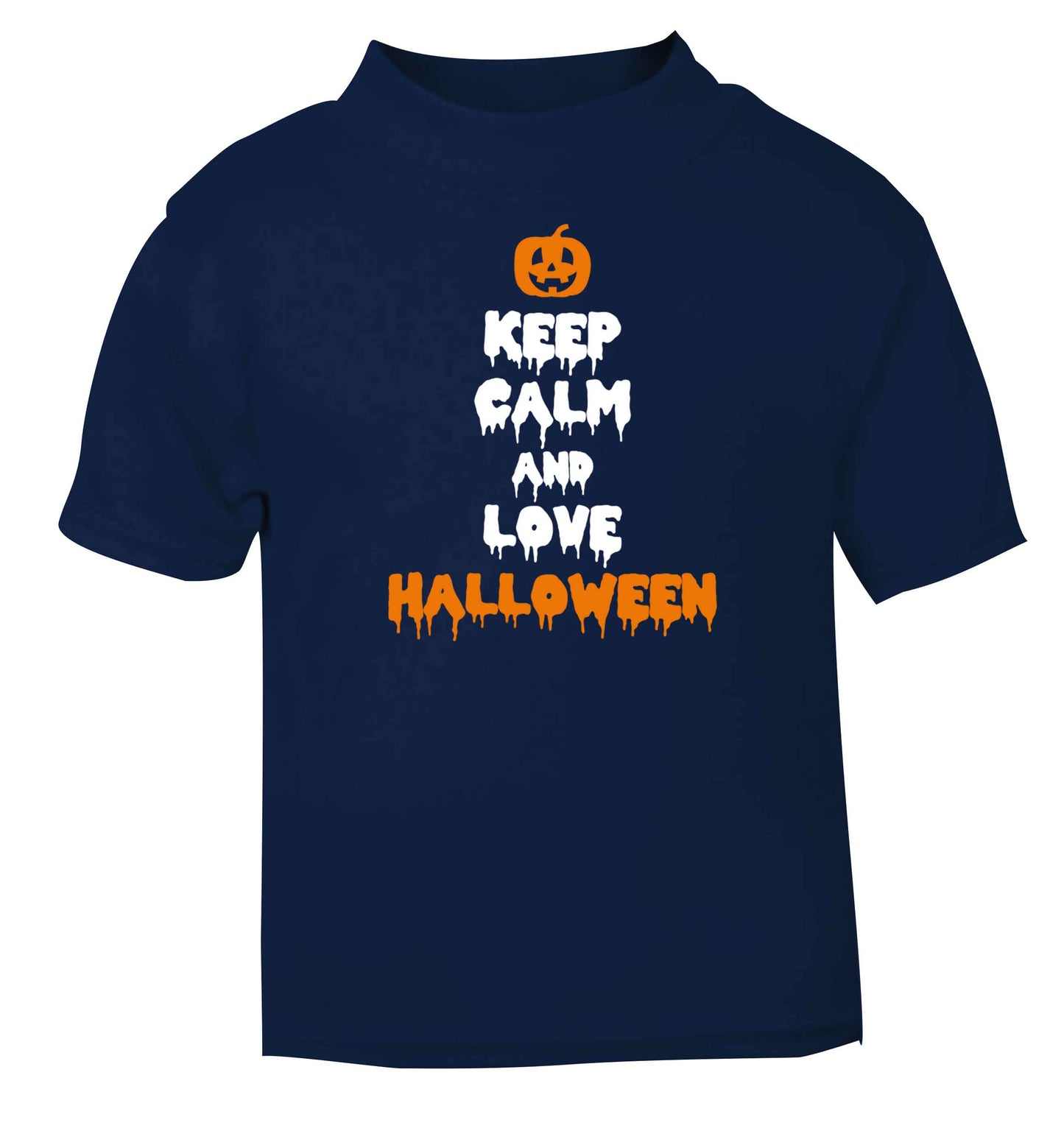 Keep calm and love halloween navy baby toddler Tshirt 2 Years
